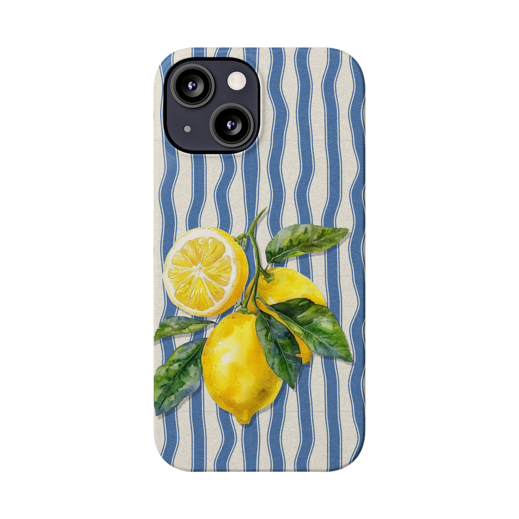 Lemon Stripe Slim Phone Case – Hand-Painted Citrus Design