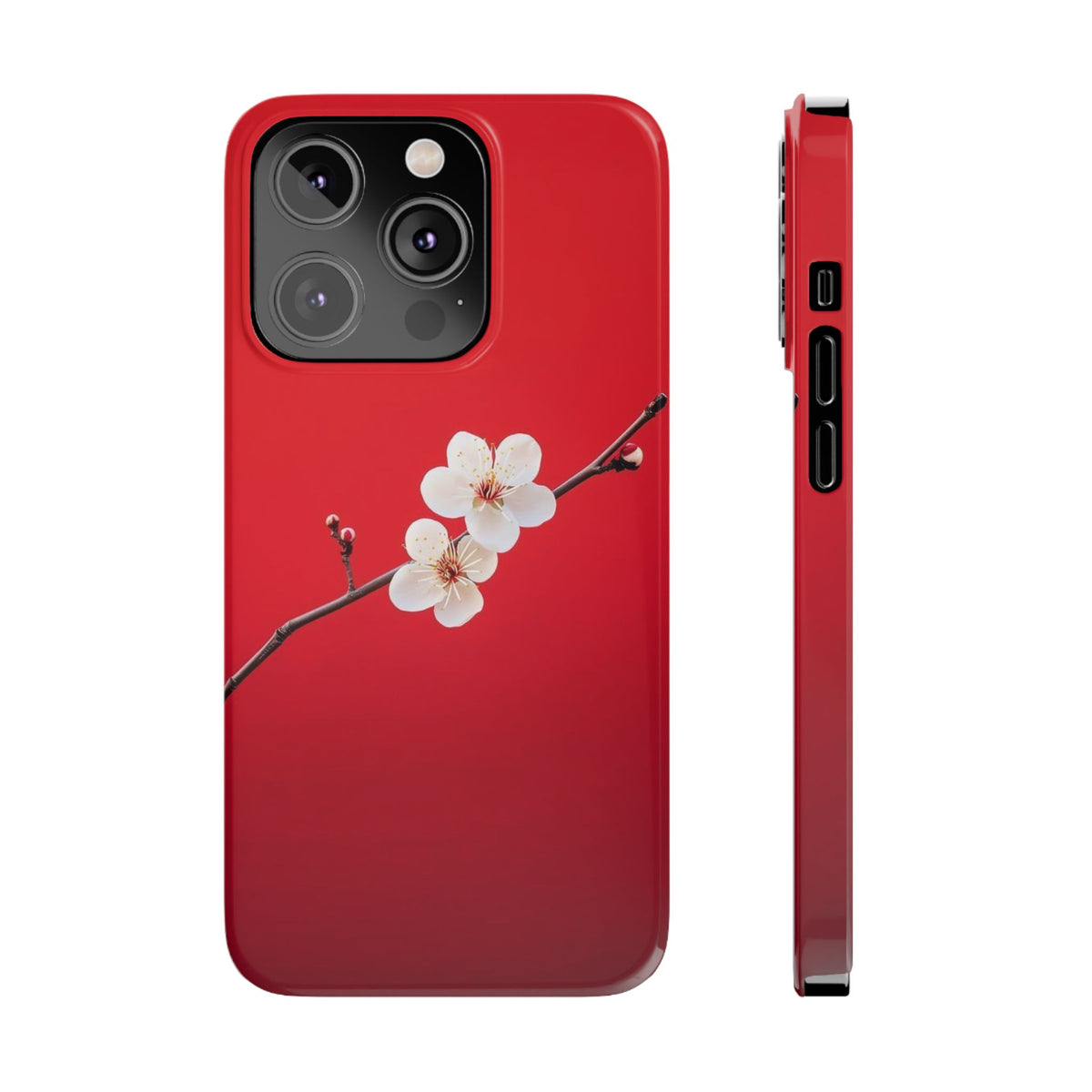Minimal Red Sakura Blossom Design