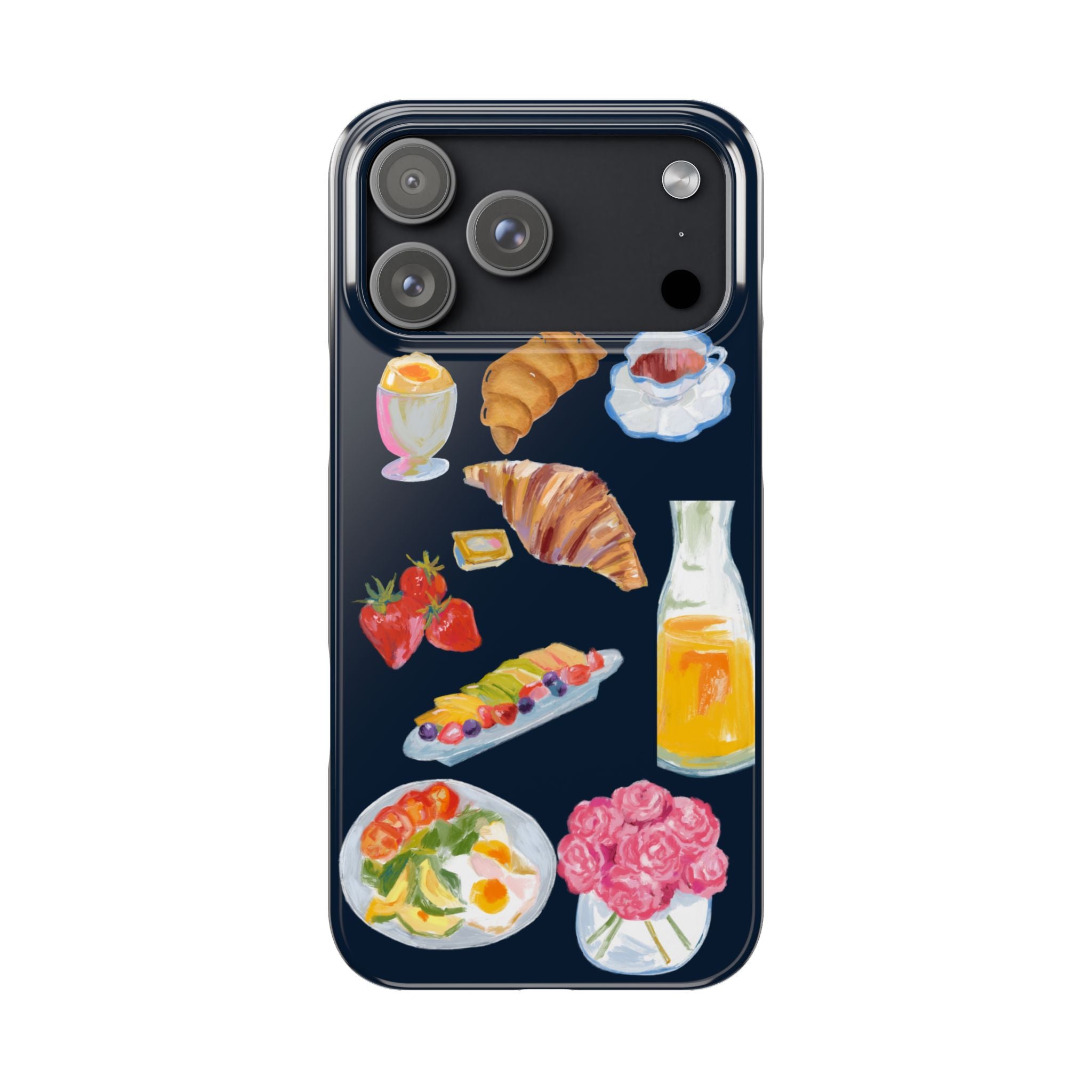 Brunch Icons Slim Phone Case — Croissant, Eggs & Juice Breakfast Design