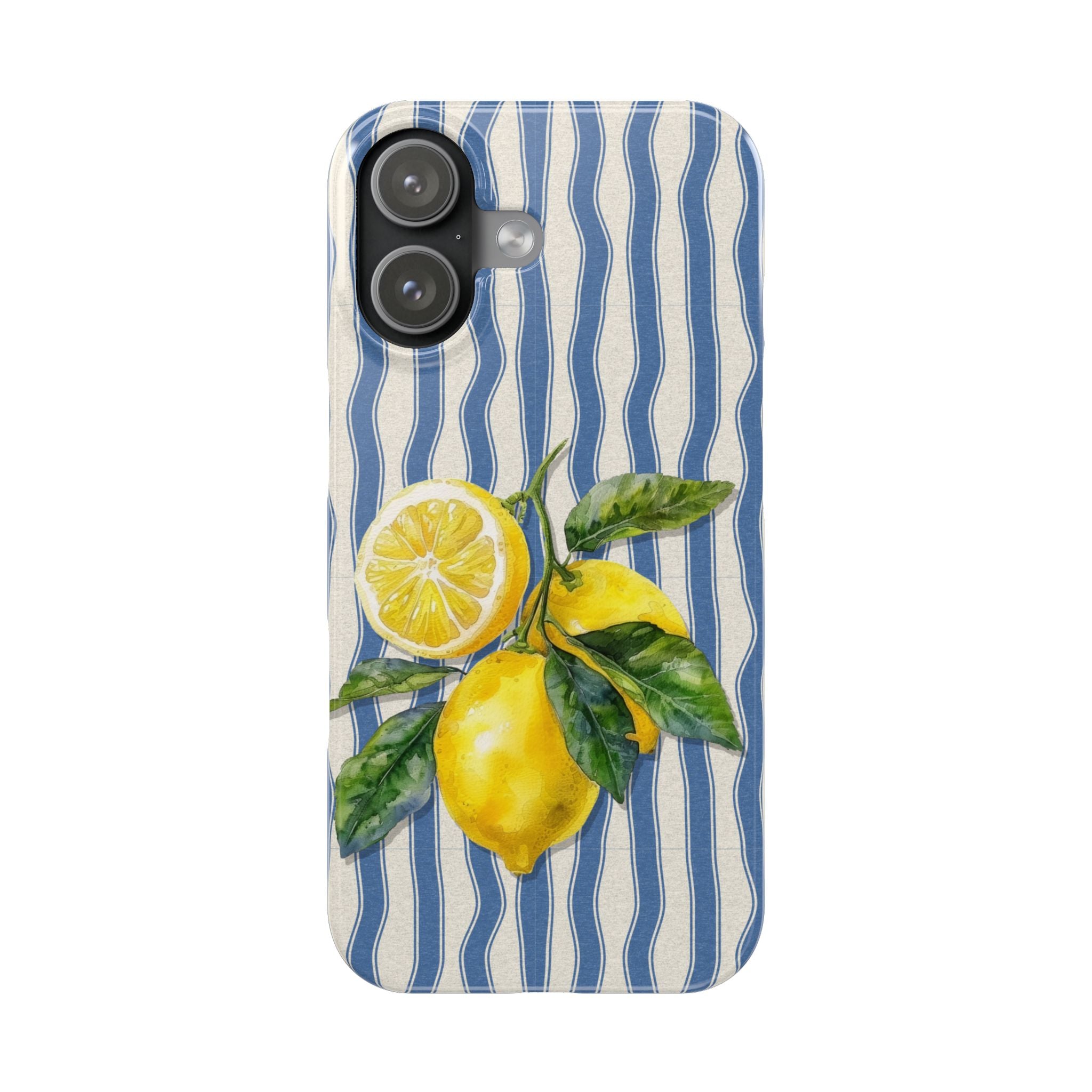 Lemon Stripe Slim Phone Case – Hand-Painted Citrus Design