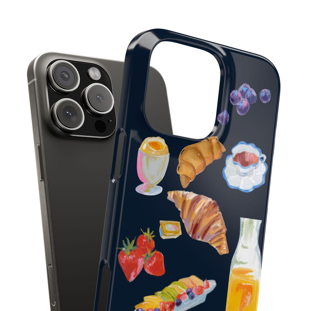 Brunch Icons Slim Phone Case — Croissant, Eggs & Juice Breakfast Design
