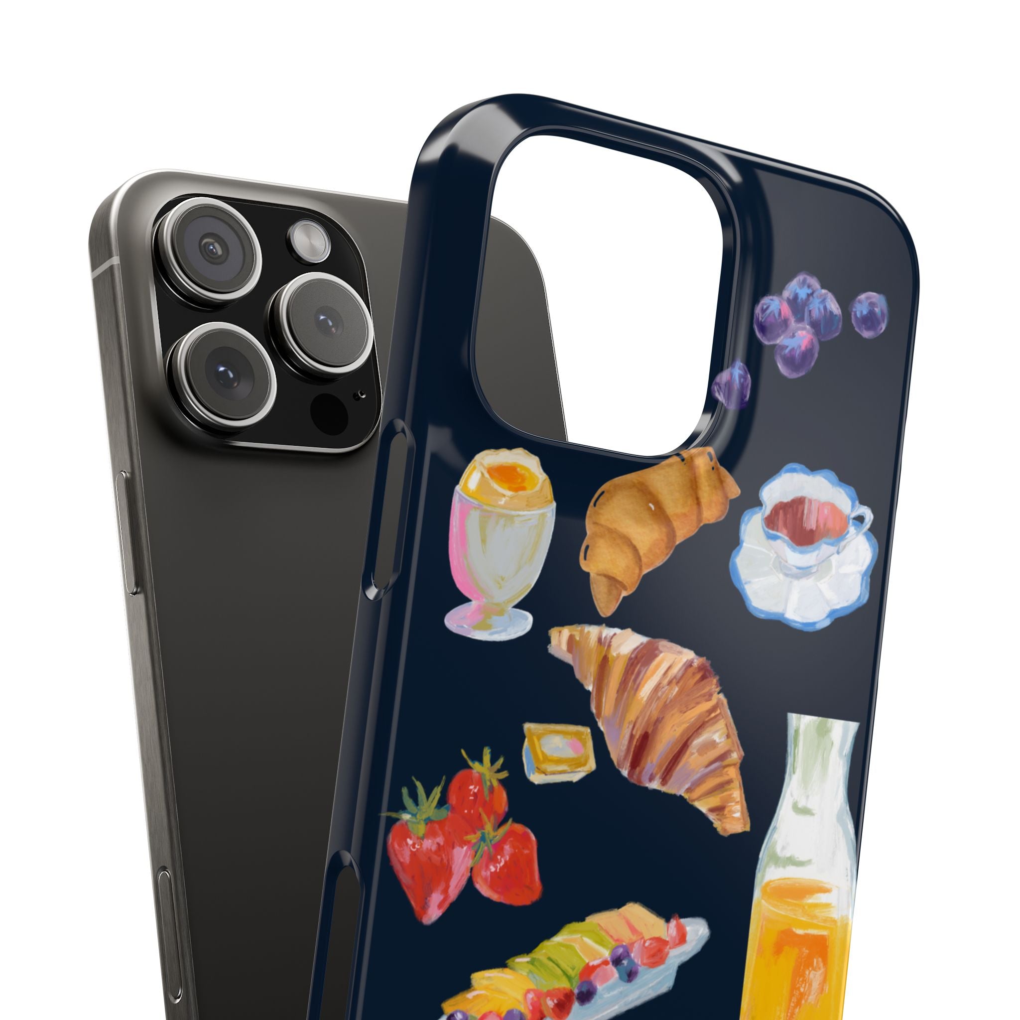 Brunch Icons Slim Phone Case — Croissant, Eggs & Juice Breakfast Design