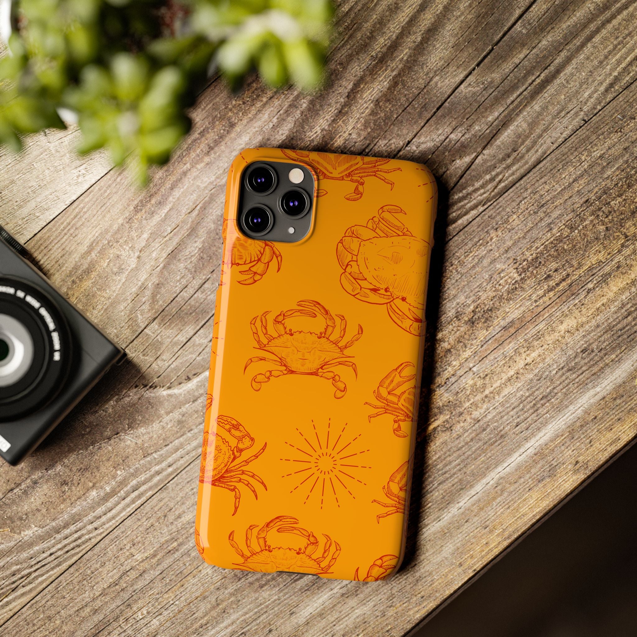 Crab Pattern Slim Phone Case — Orange Nautical Beach Vibe