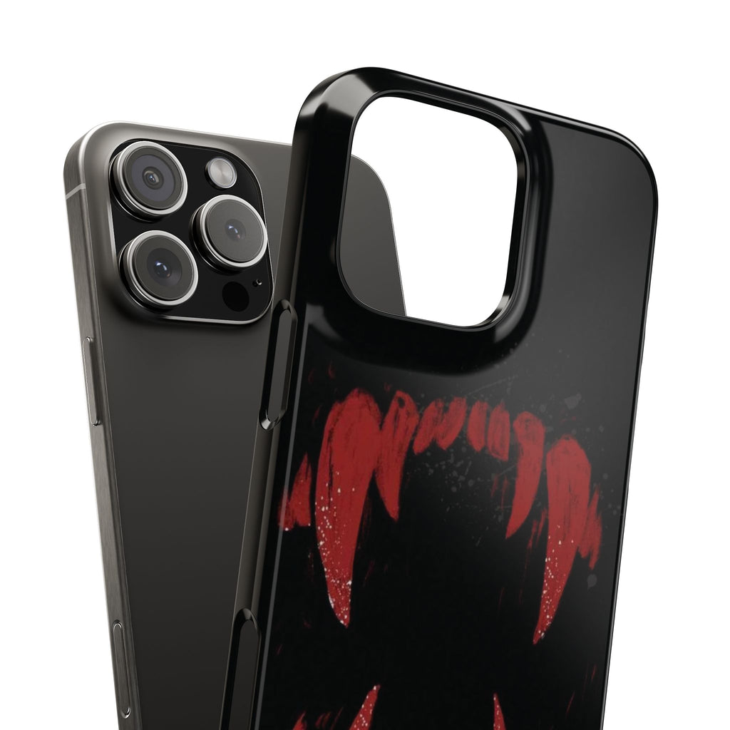 Vampire Fangs Slim Phone Case — Gothic Red Bite Design