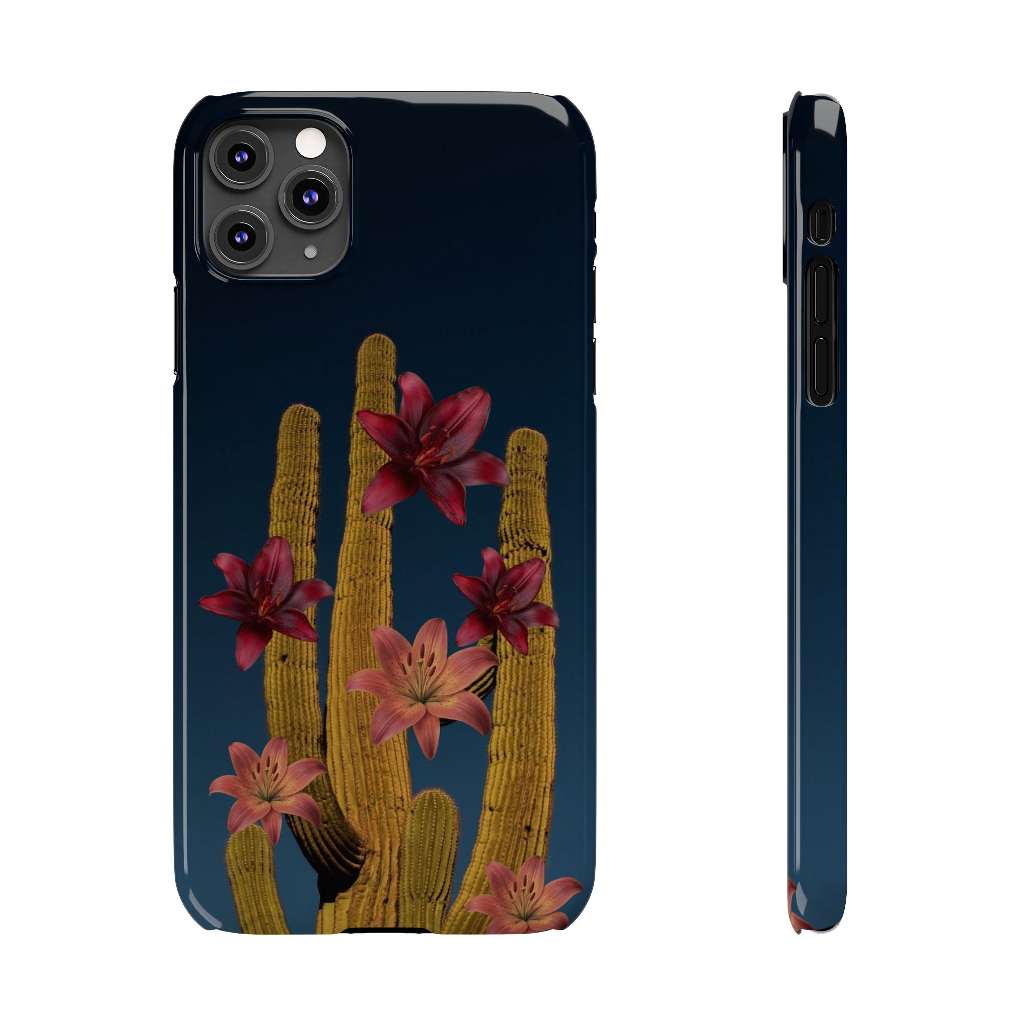 Cactus Bloom Slim Phone Case — Desert Floral Night Design