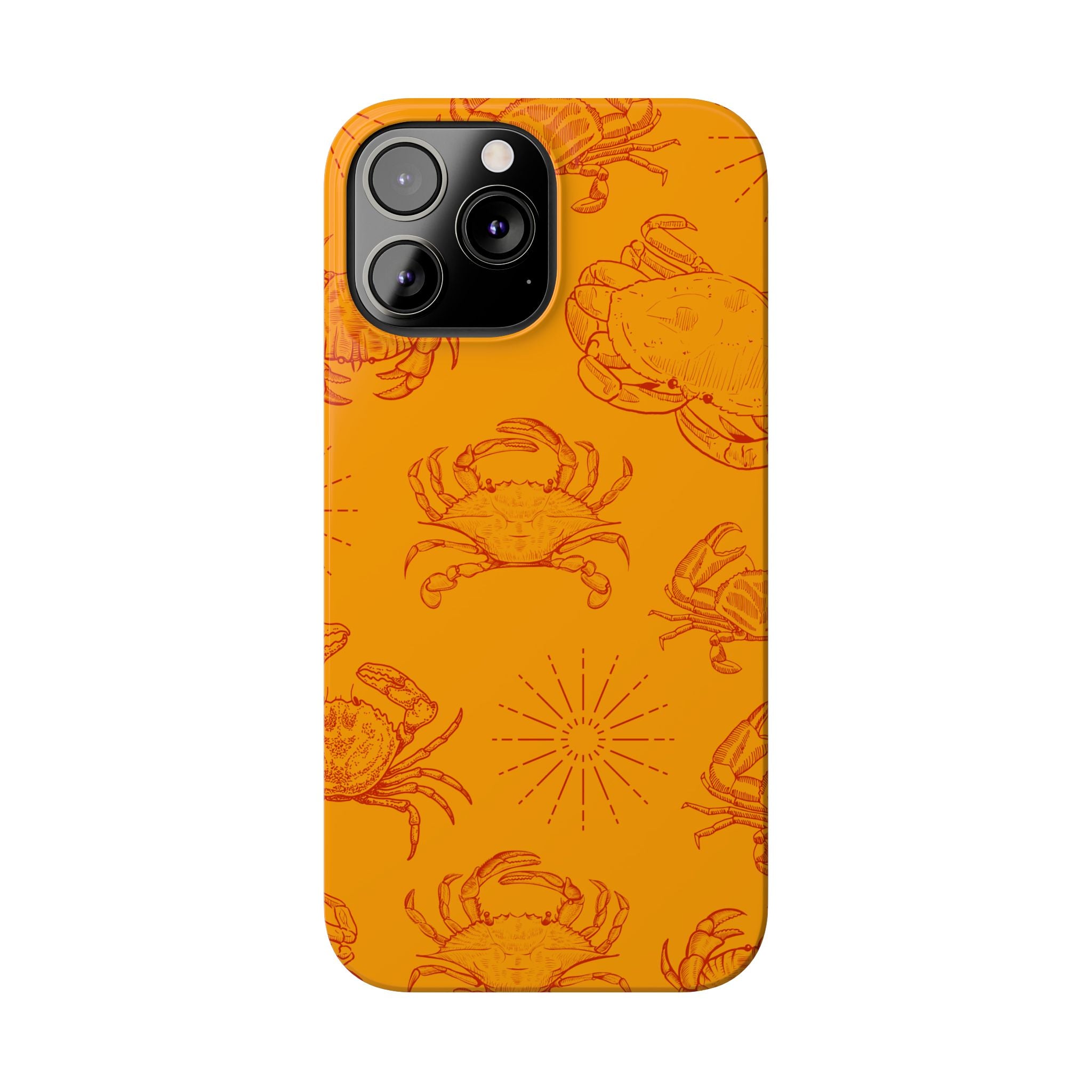Crab Pattern Slim Phone Case — Orange Nautical Beach Vibe