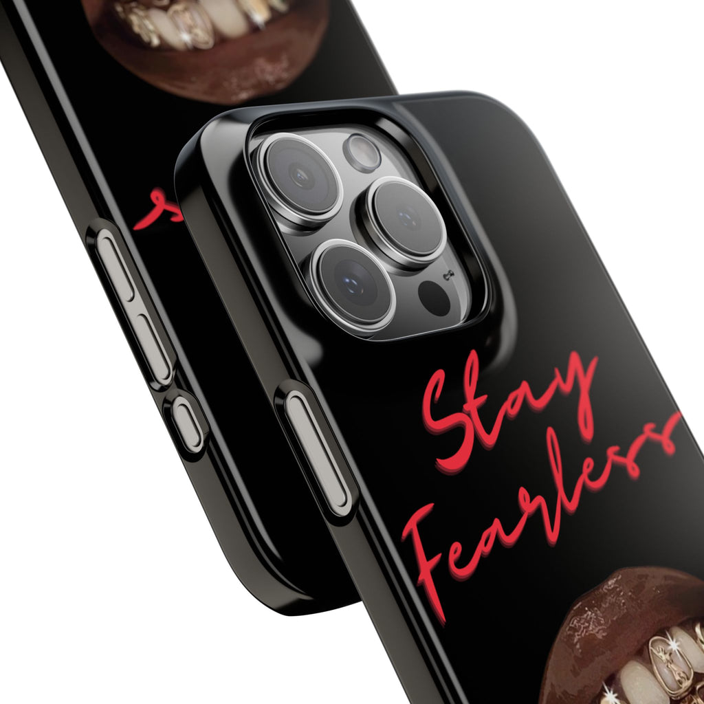 Stay Fearless Slim Phone Case — Bold Lip & Grillz Design