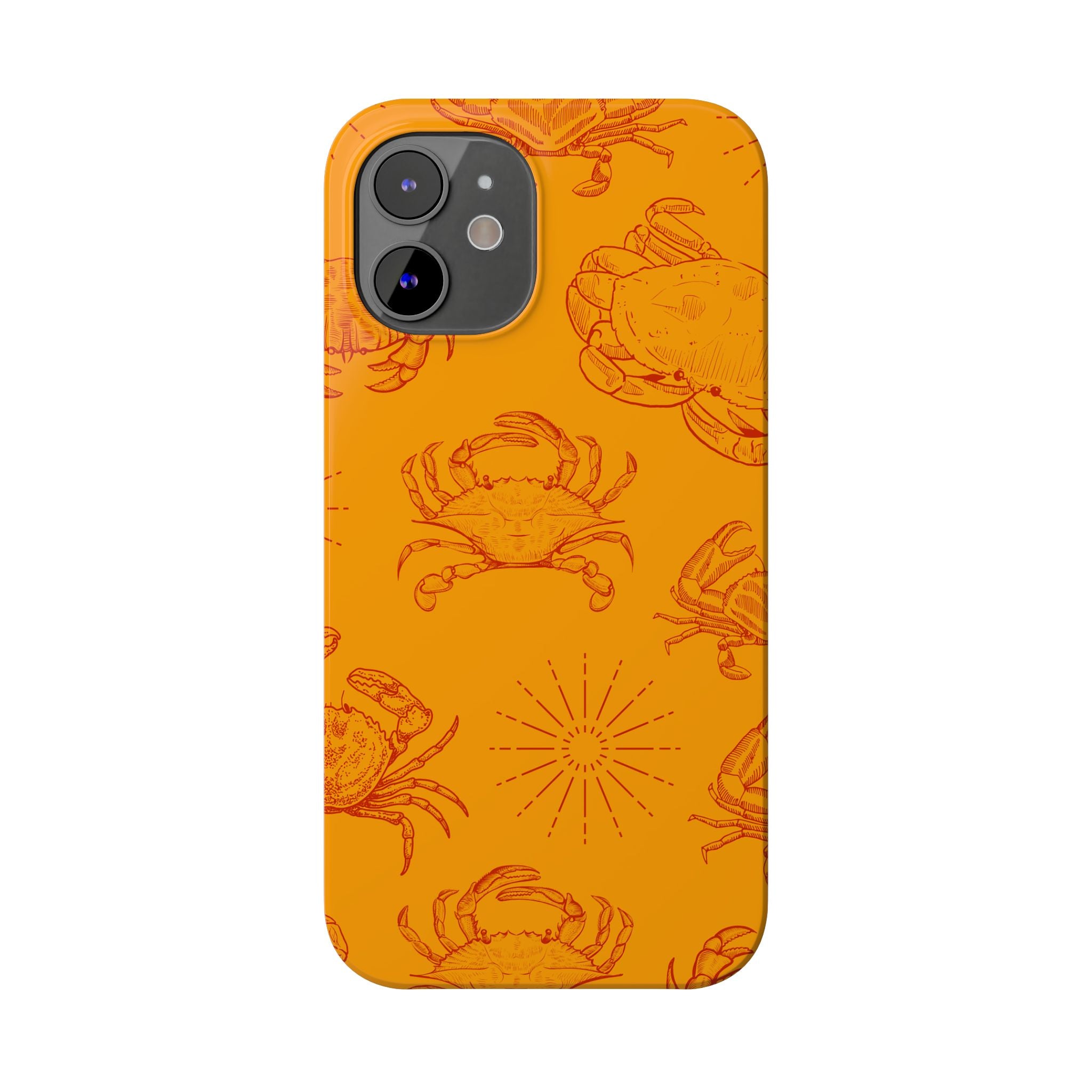 Crab Pattern Slim Phone Case — Orange Nautical Beach Vibe