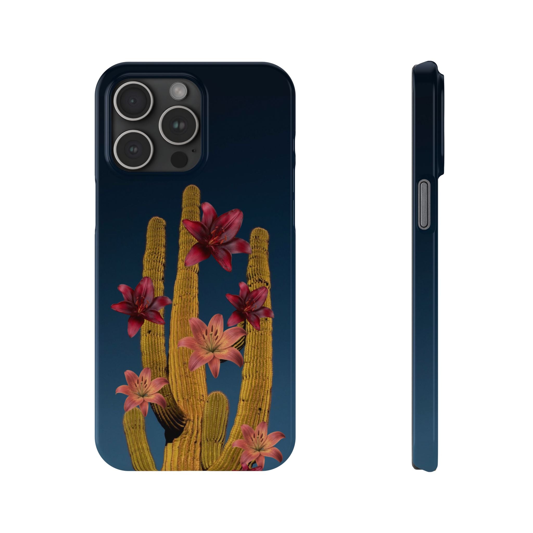 Cactus Bloom Slim Phone Case — Desert Floral Night Design