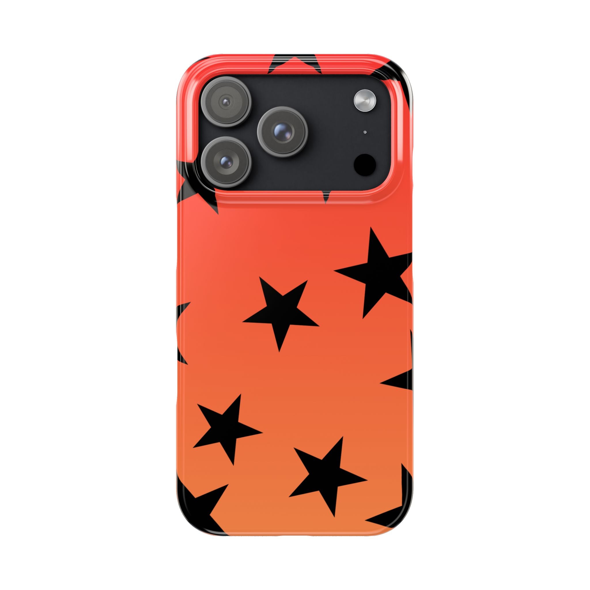 Star Pattern Slim Phone Case — Gradient Orange Red with Black Stars