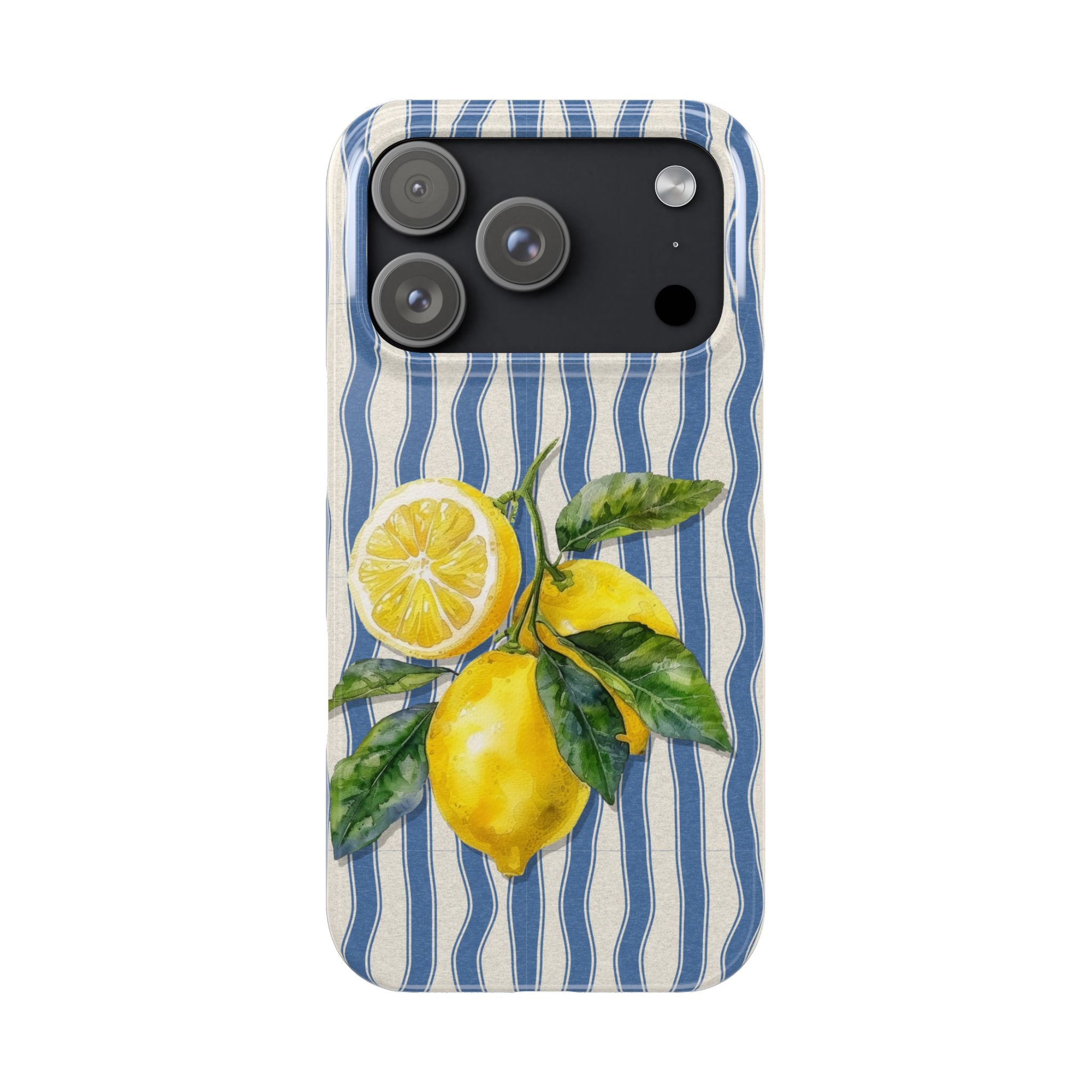 Lemon Stripe Slim Phone Case – Hand-Painted Citrus Design