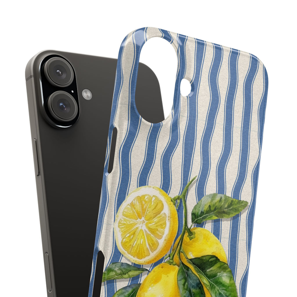 Lemon Stripe Slim Phone Case – Hand-Painted Citrus Design