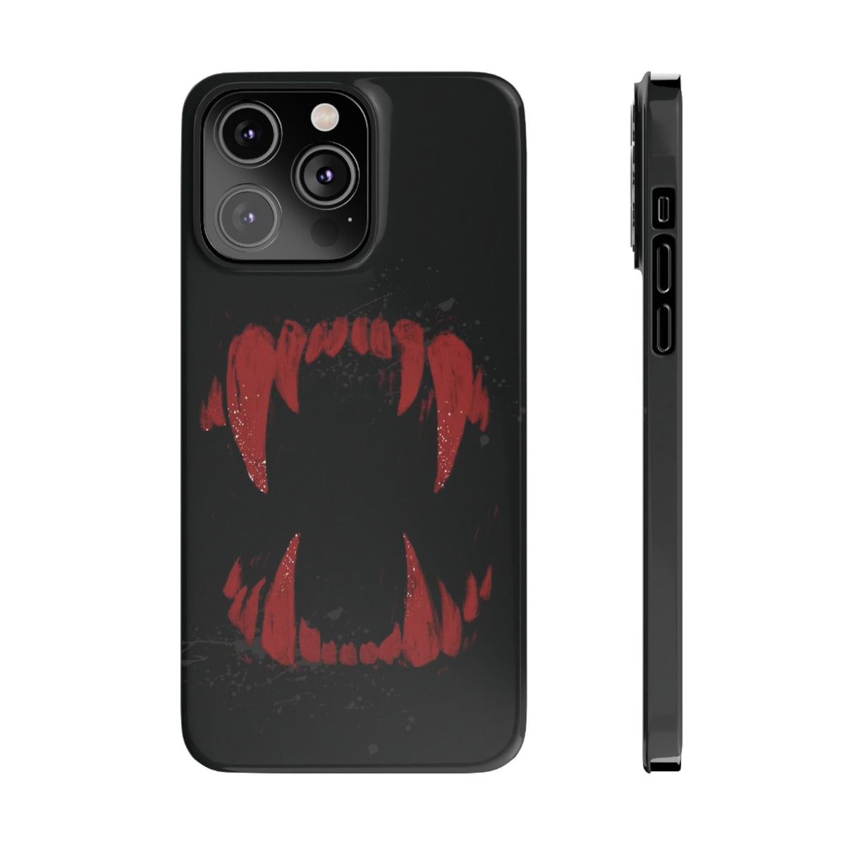 Vampire Fangs Slim Phone Case — Gothic Red Bite Design