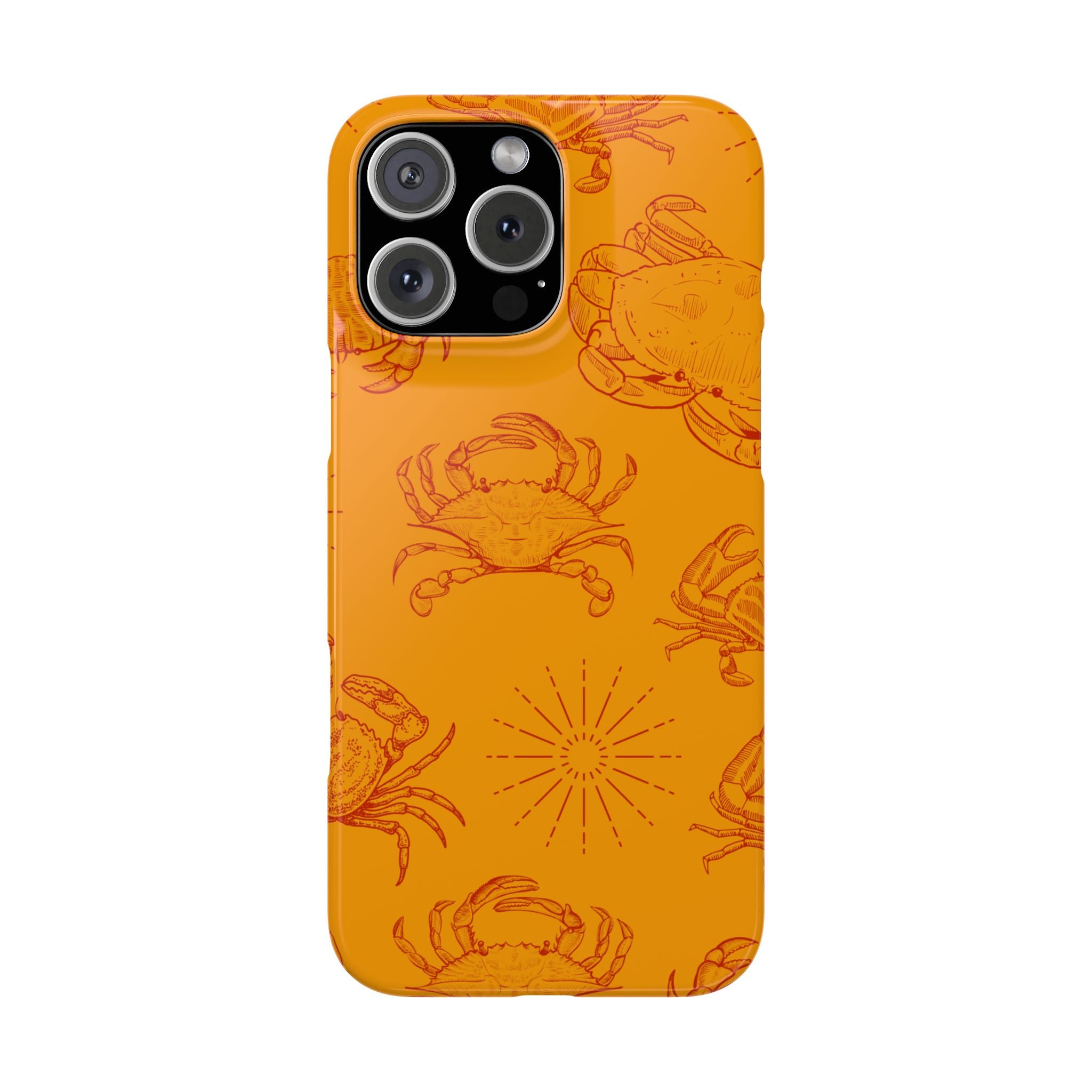 Crab Pattern Slim Phone Case — Orange Nautical Beach Vibe