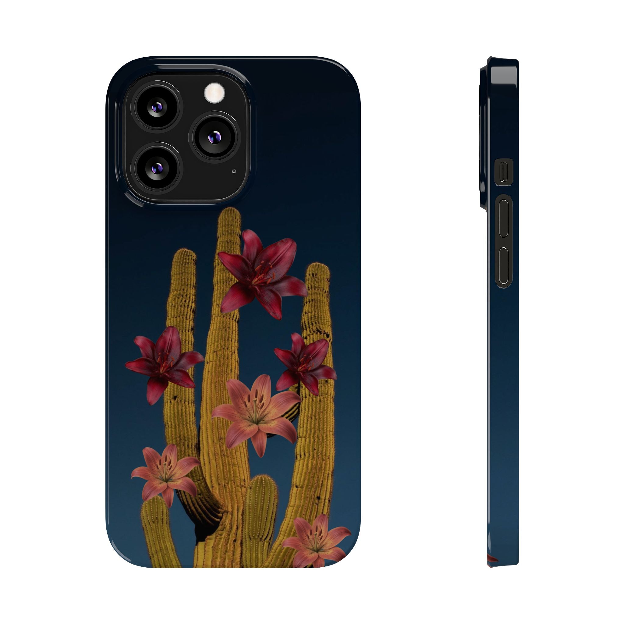 Cactus Bloom Slim Phone Case — Desert Floral Night Design