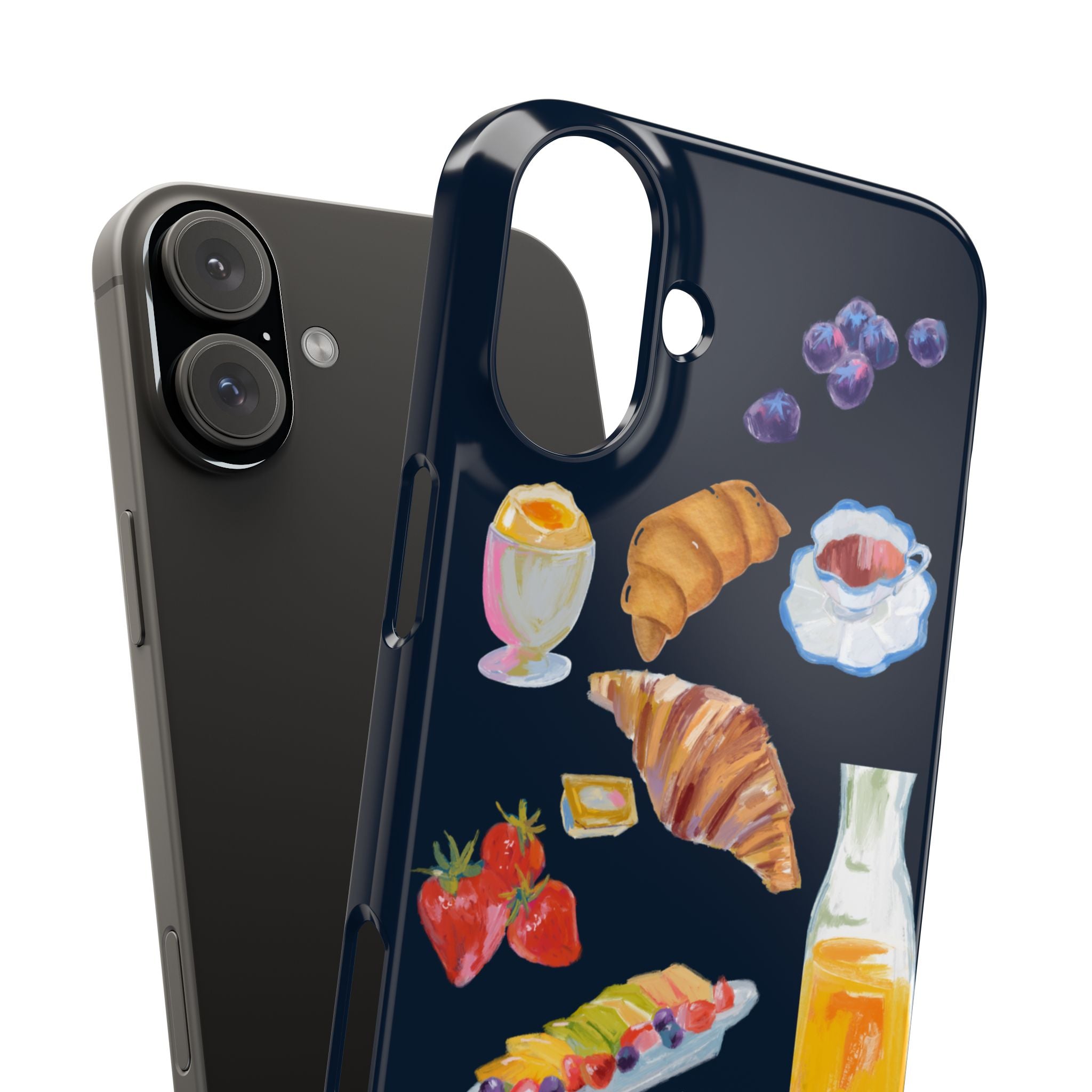 Brunch Icons Slim Phone Case — Croissant, Eggs & Juice Breakfast Design