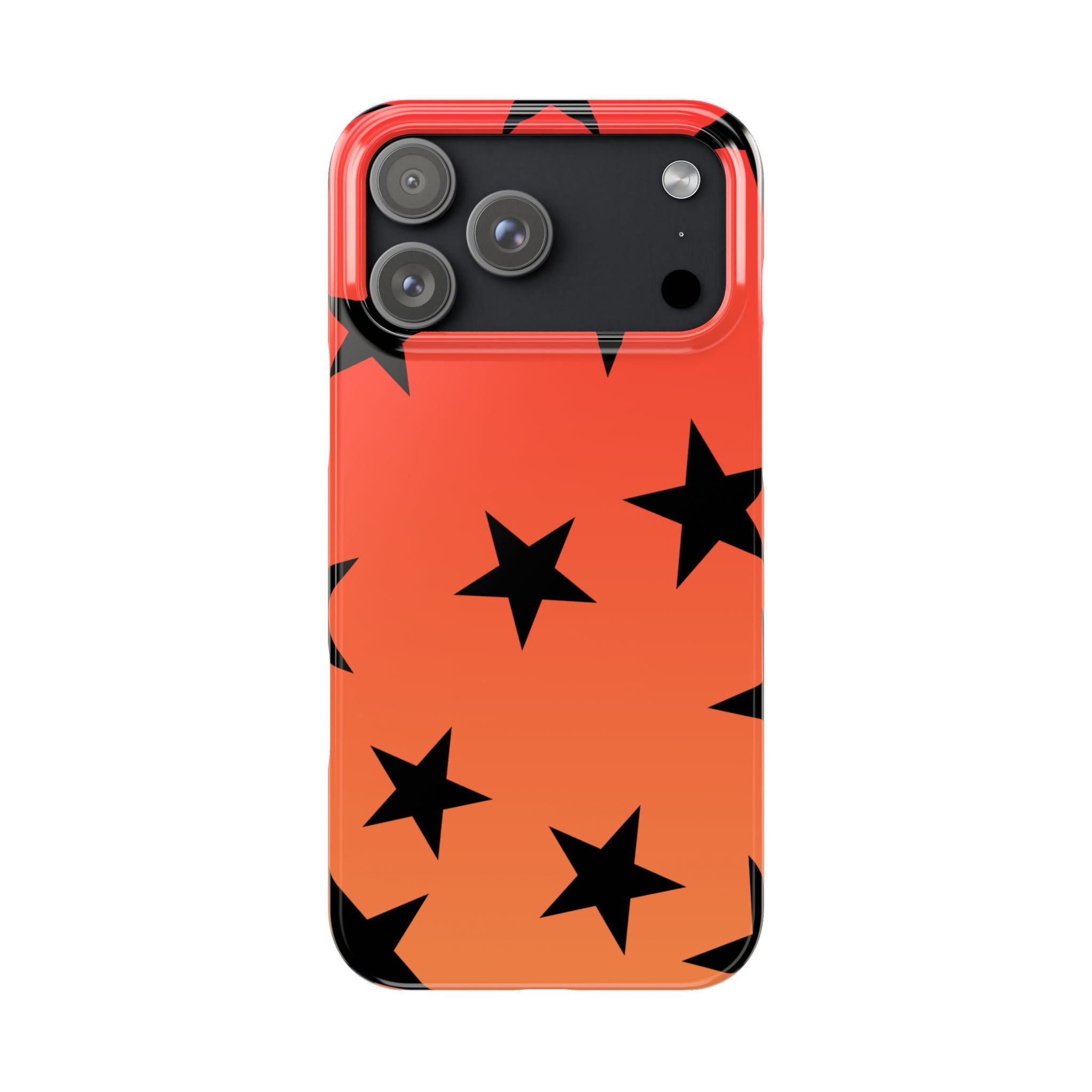 Star Pattern Slim Phone Case — Gradient Orange Red with Black Stars