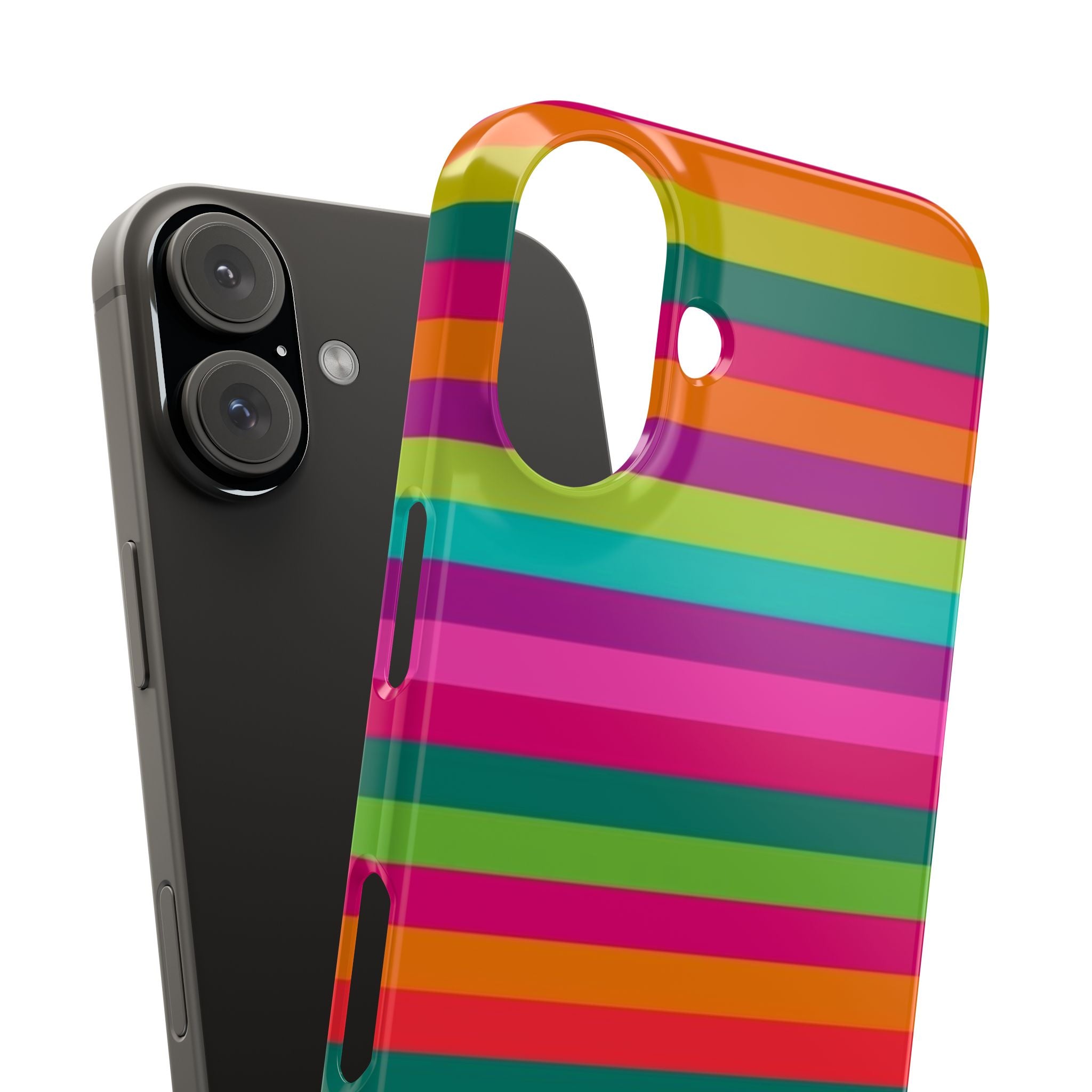 Chic Stripes Slim Phone Case — Colorful Rainbow Stripe Monogram Phone Cover