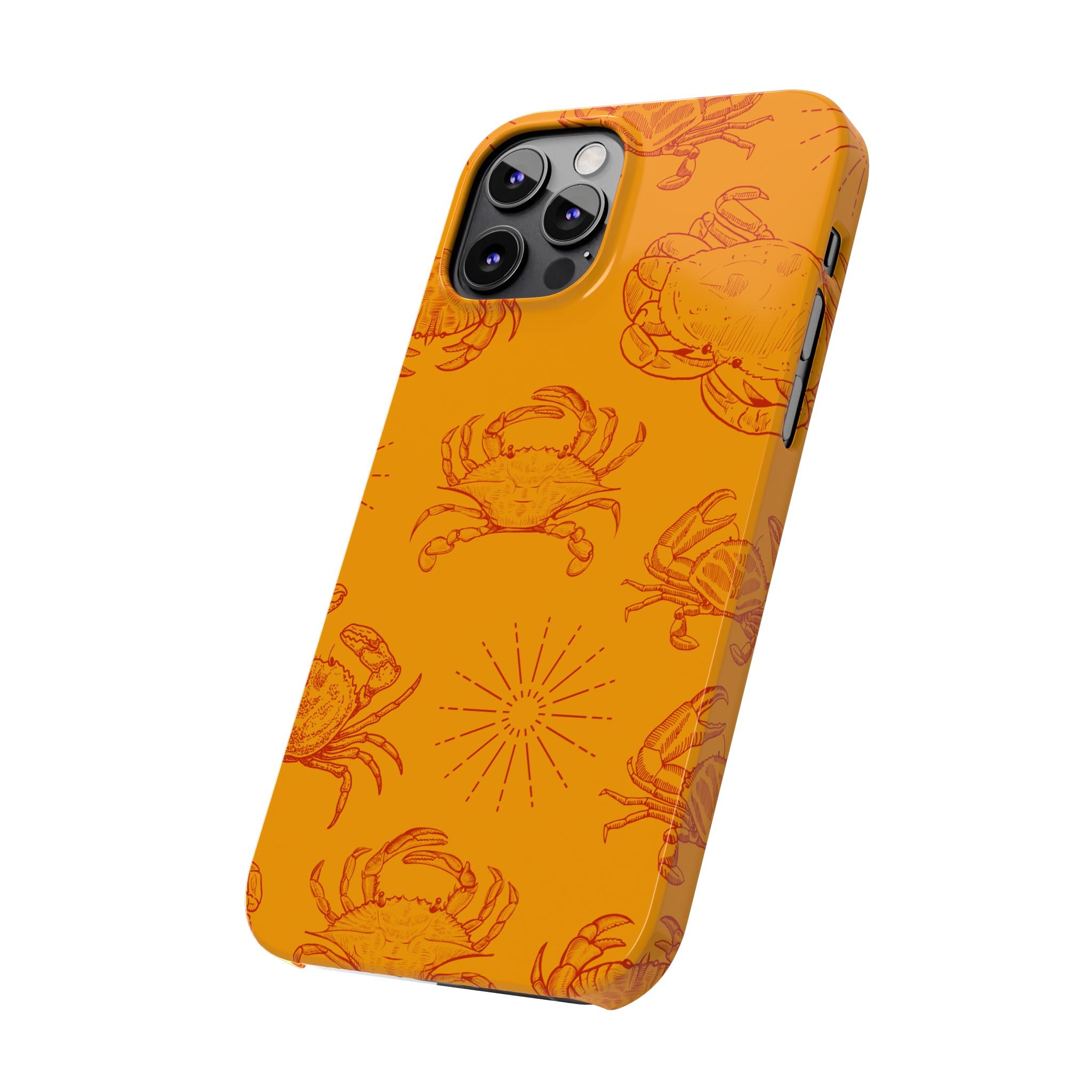 Crab Pattern Slim Phone Case — Orange Nautical Beach Vibe