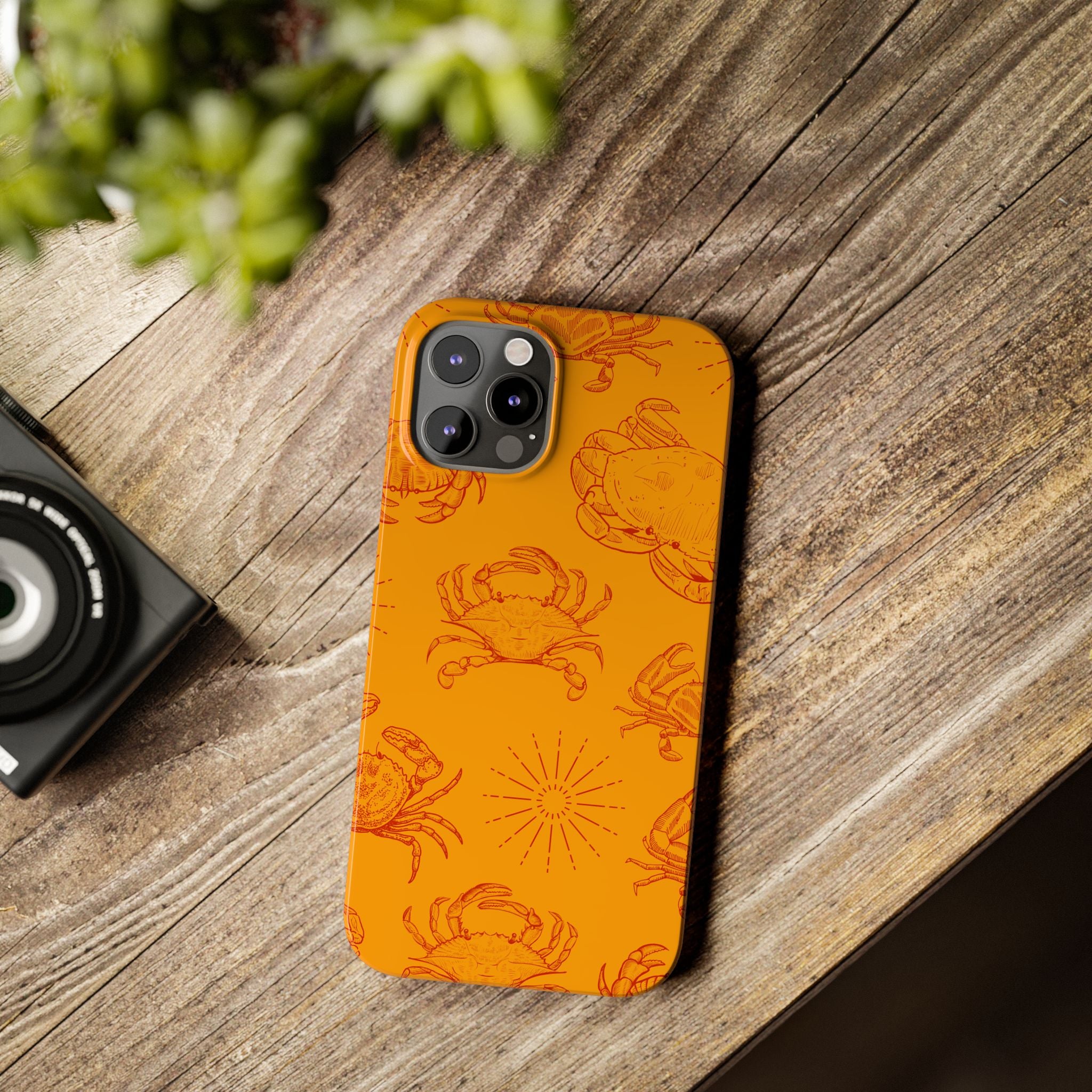 Crab Pattern Slim Phone Case — Orange Nautical Beach Vibe