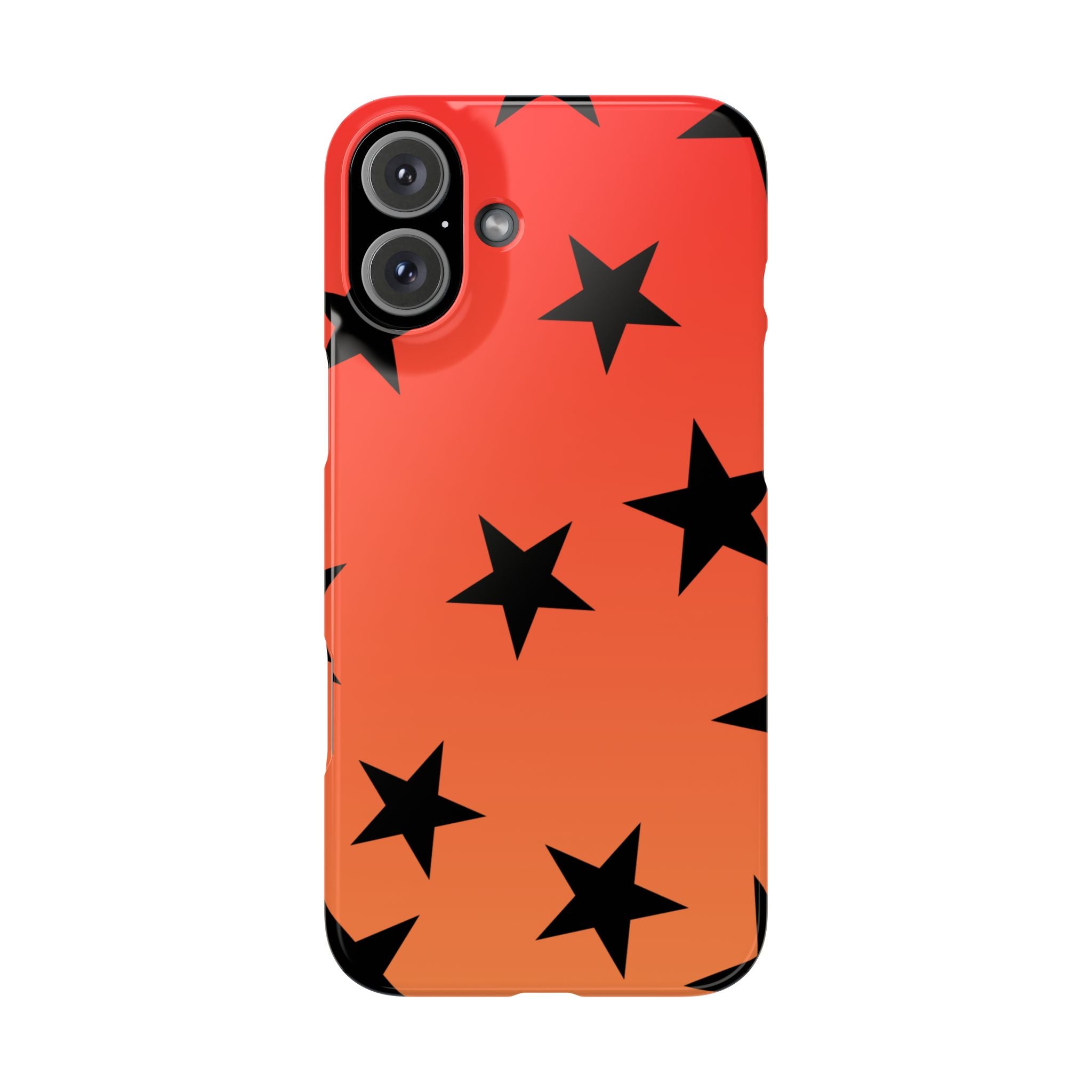Star Pattern Slim Phone Case — Gradient Orange Red with Black Stars