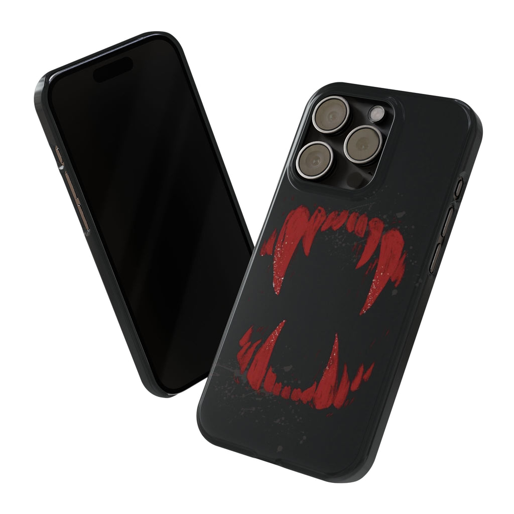 Vampire Fangs Slim Phone Case — Gothic Red Bite Design