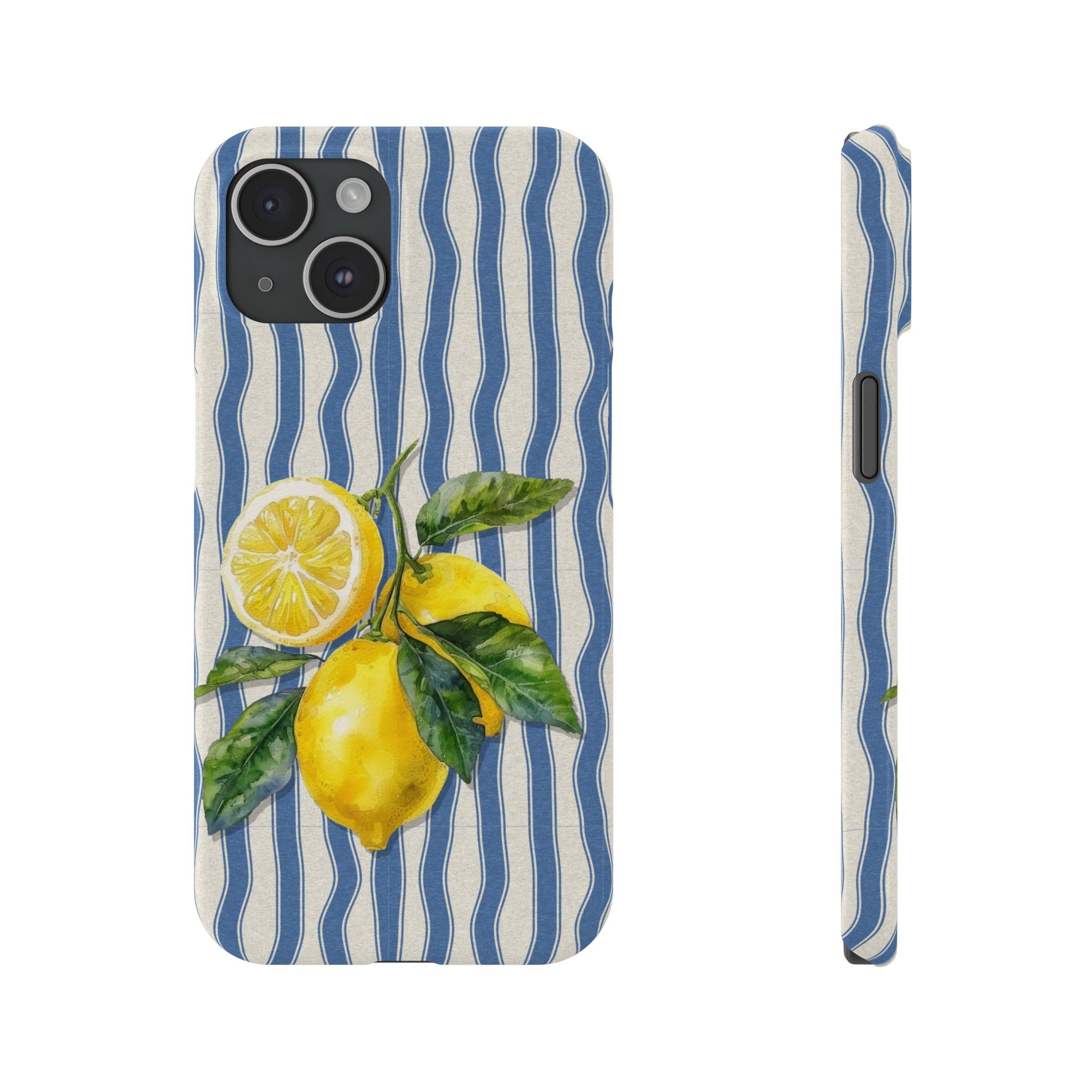 Lemon Stripe Slim Phone Case – Hand-Painted Citrus Design