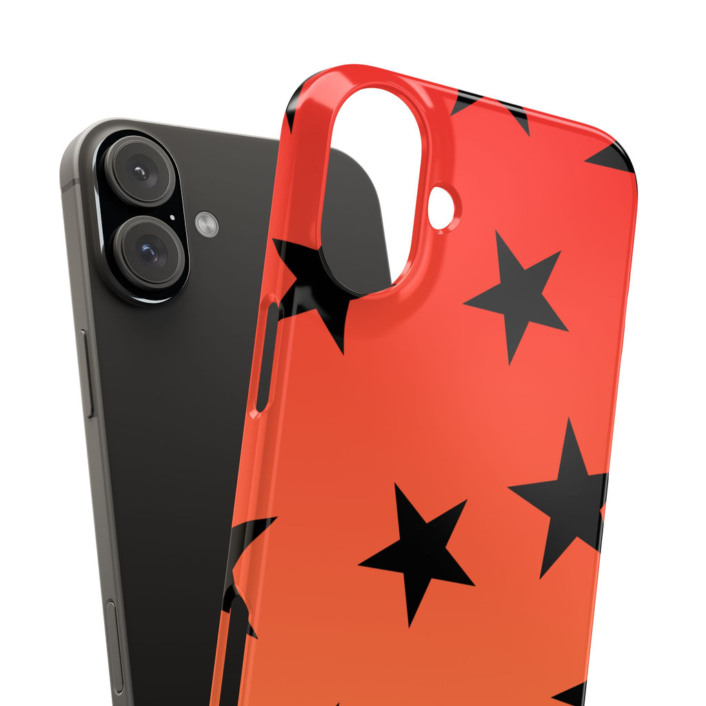 Star Pattern Slim Phone Case — Gradient Orange Red with Black Stars