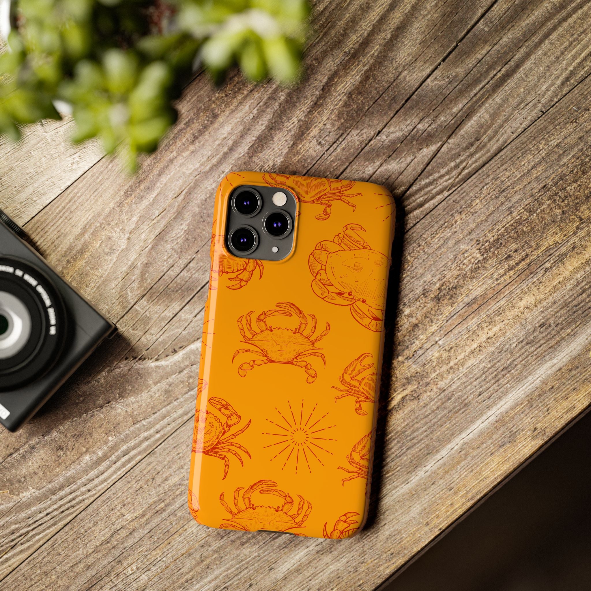 Crab Pattern Slim Phone Case — Orange Nautical Beach Vibe