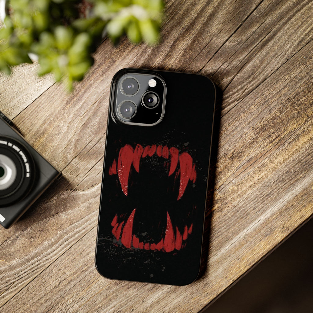 Vampire Fangs Slim Phone Case — Gothic Red Bite Design