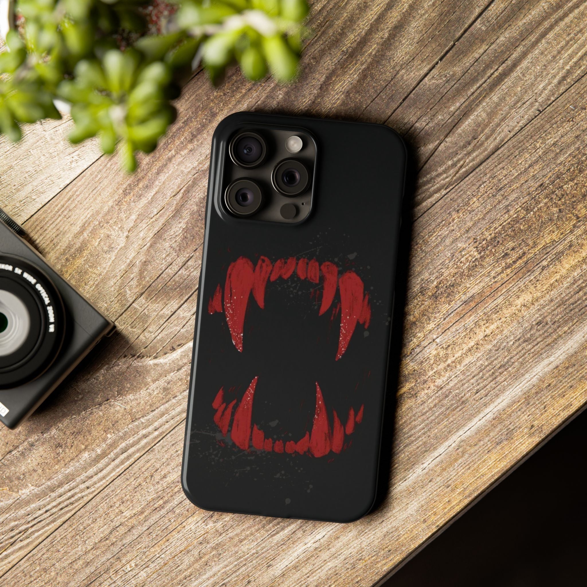 Vampire Fangs Slim Phone Case — Gothic Red Bite Design
