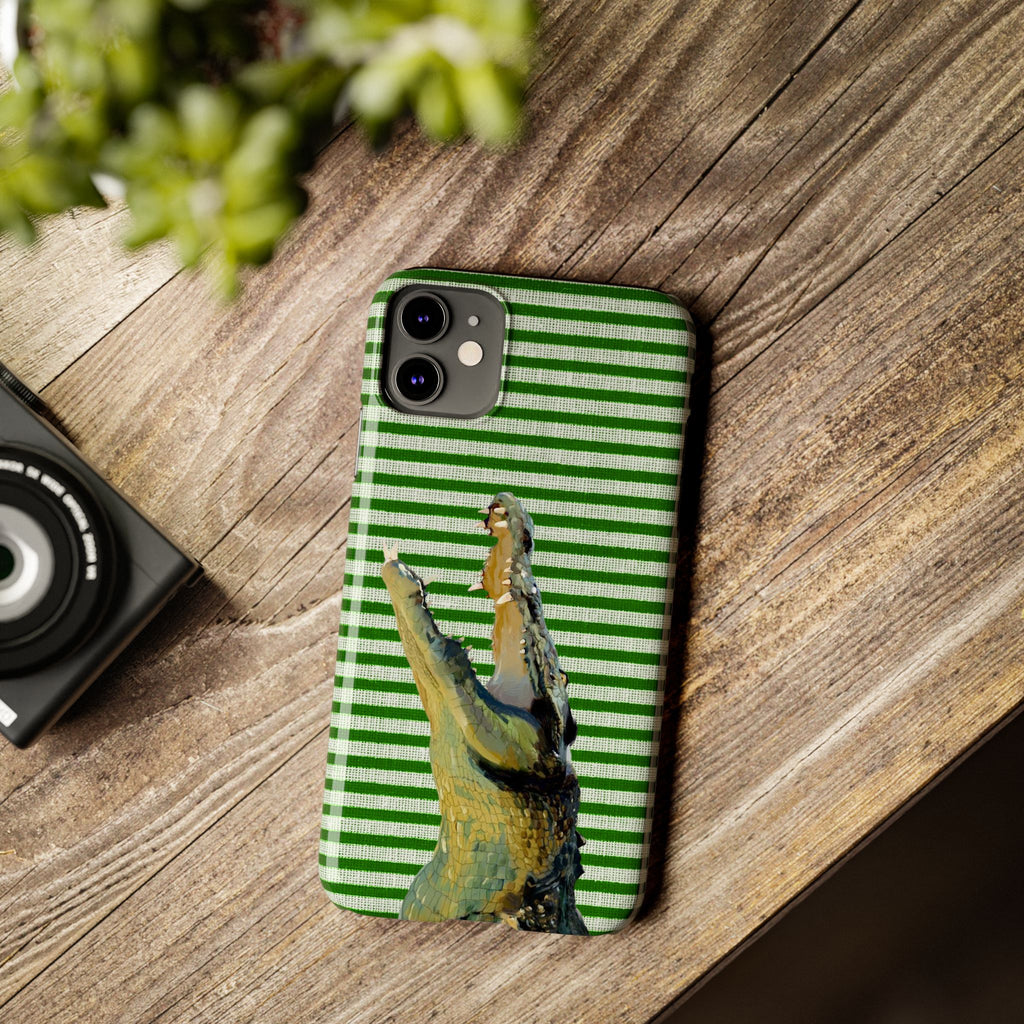 Alligator Stripes Slim Phone Case — Green Striped Gator Design