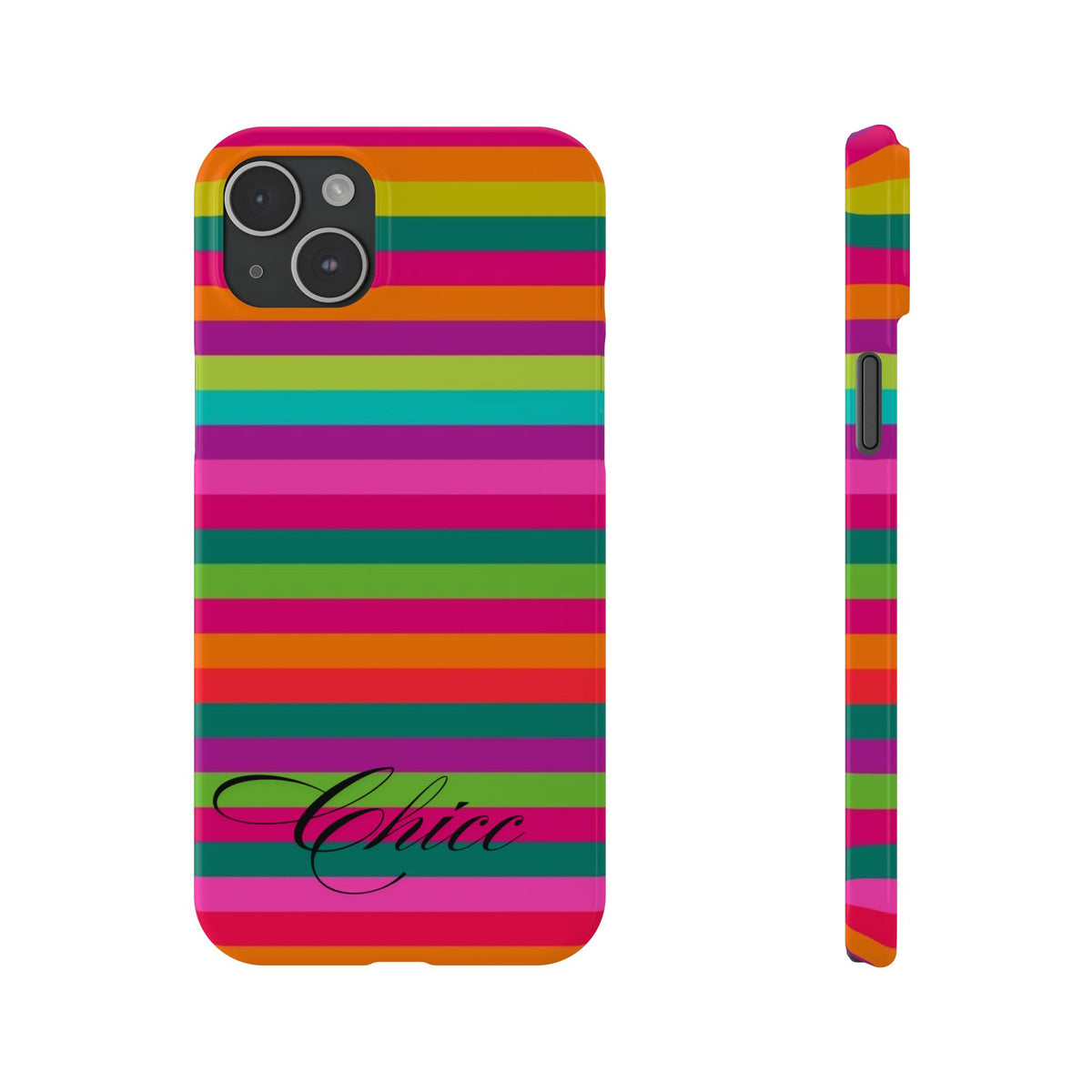 Chic Stripes Slim Phone Case — Colorful Rainbow Stripe Monogram Phone Cover