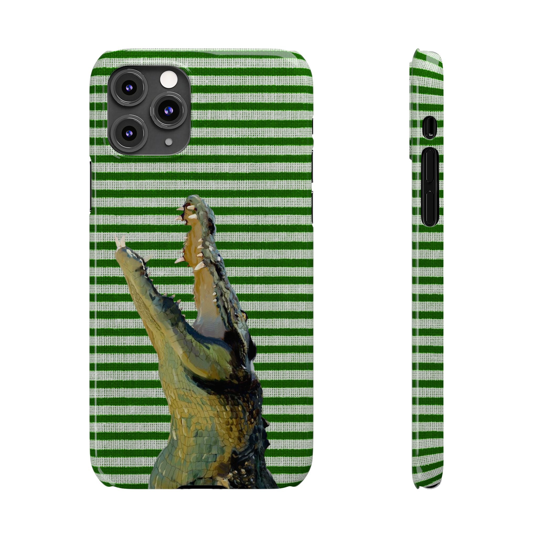 Alligator Stripes Slim Phone Case — Green Striped Gator Design