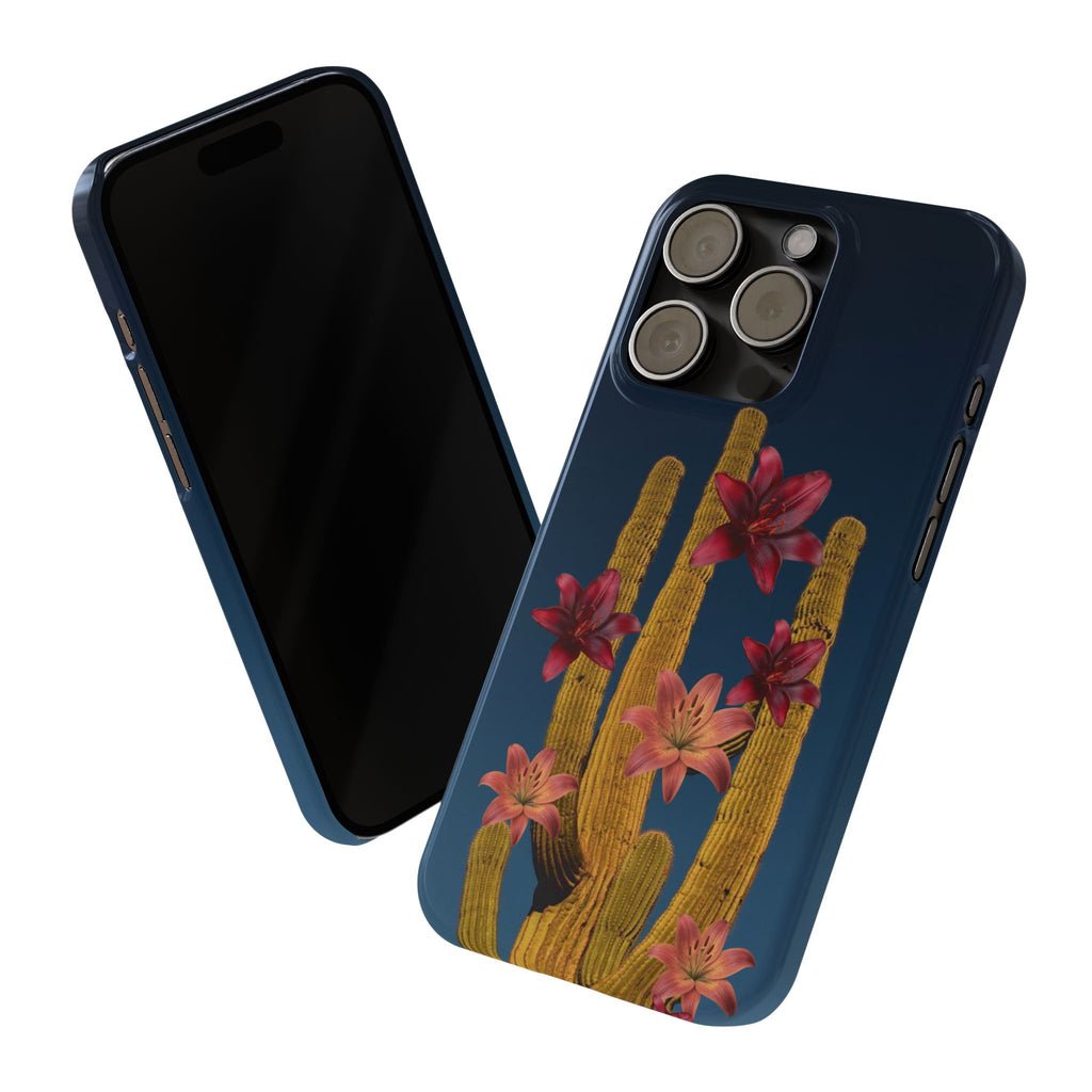 Cactus Bloom Slim Phone Case — Desert Floral Night Design