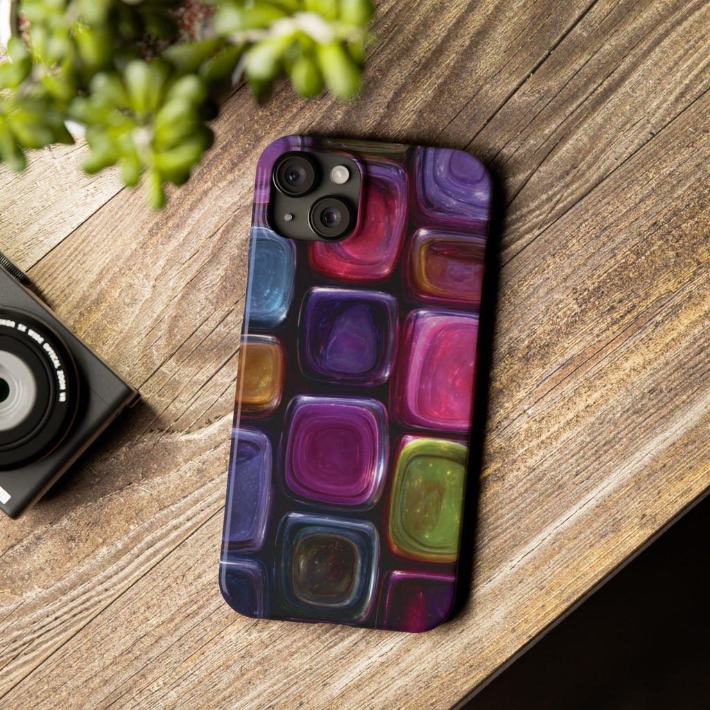 Slim Phone Case — Colorful Abstract Paint Palette Design