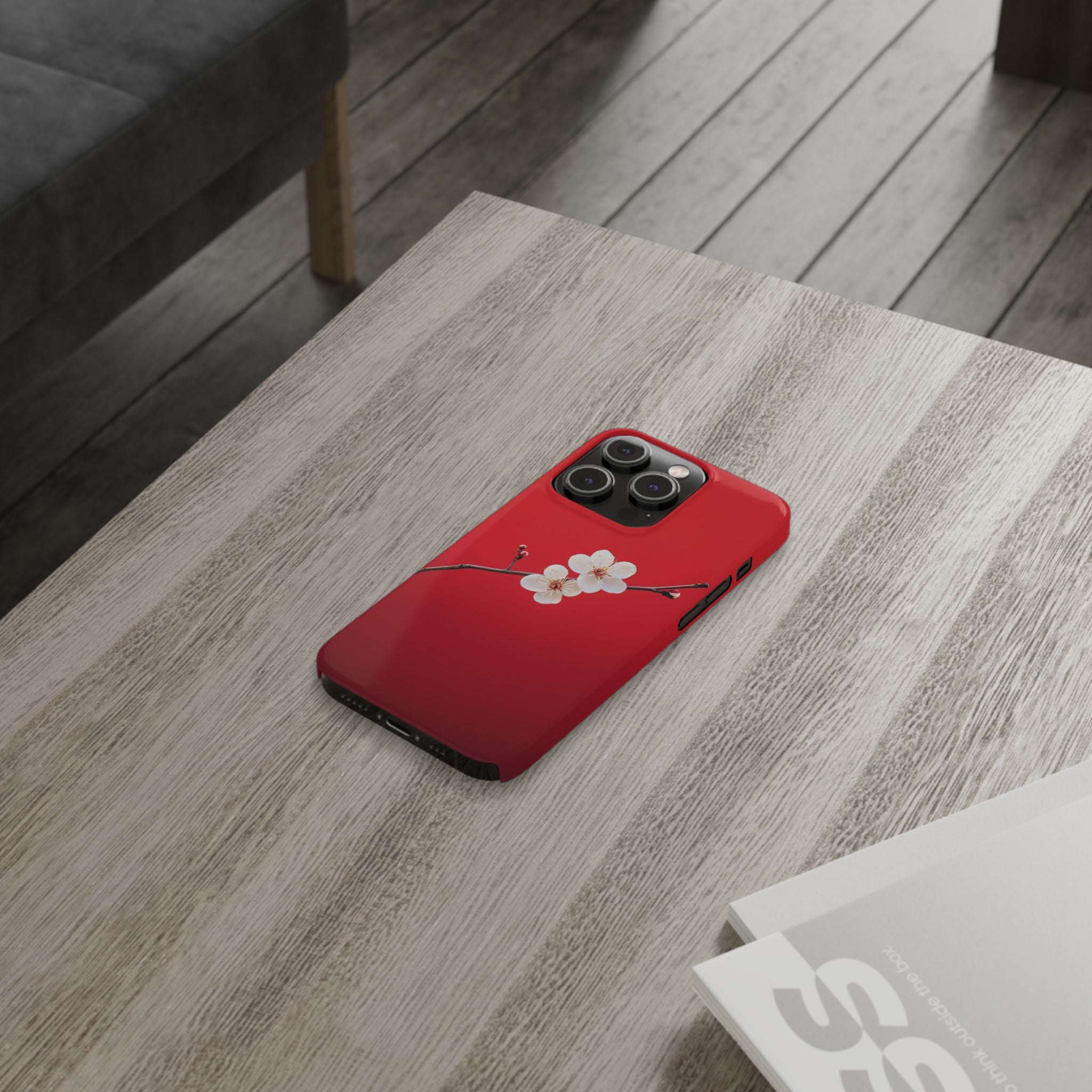Minimal Red Sakura Blossom Design