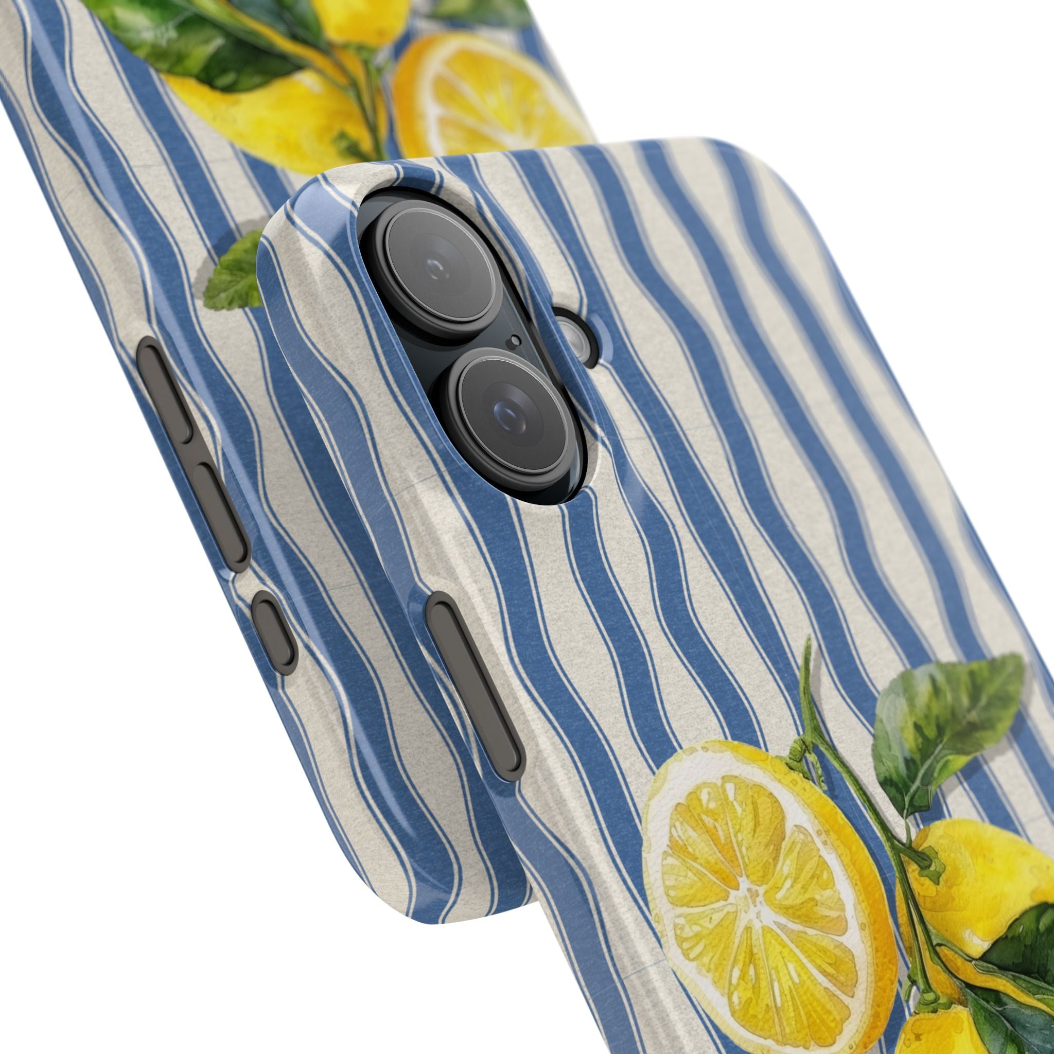 Lemon Stripe Slim Phone Case – Hand-Painted Citrus Design