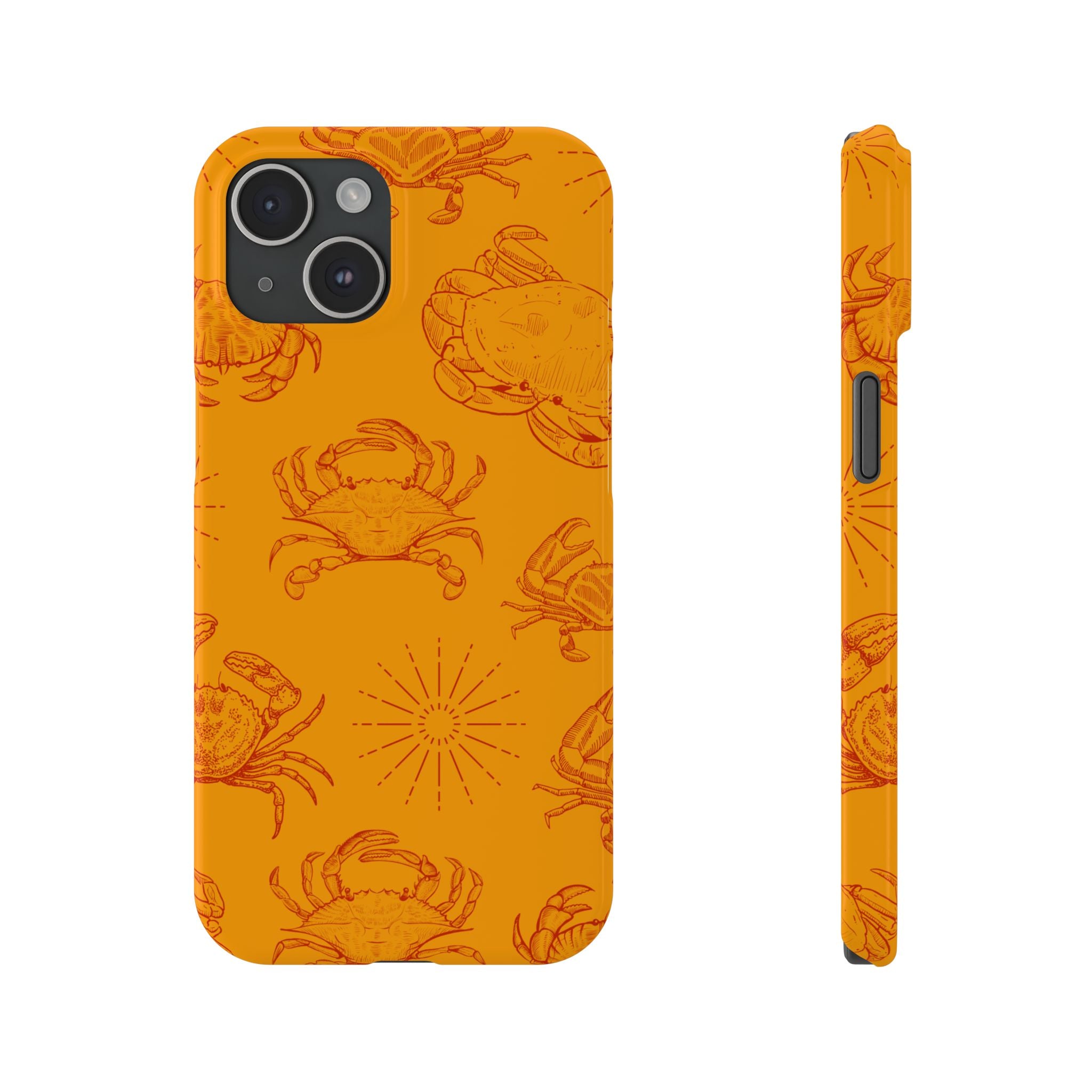 Crab Pattern Slim Phone Case — Orange Nautical Beach Vibe