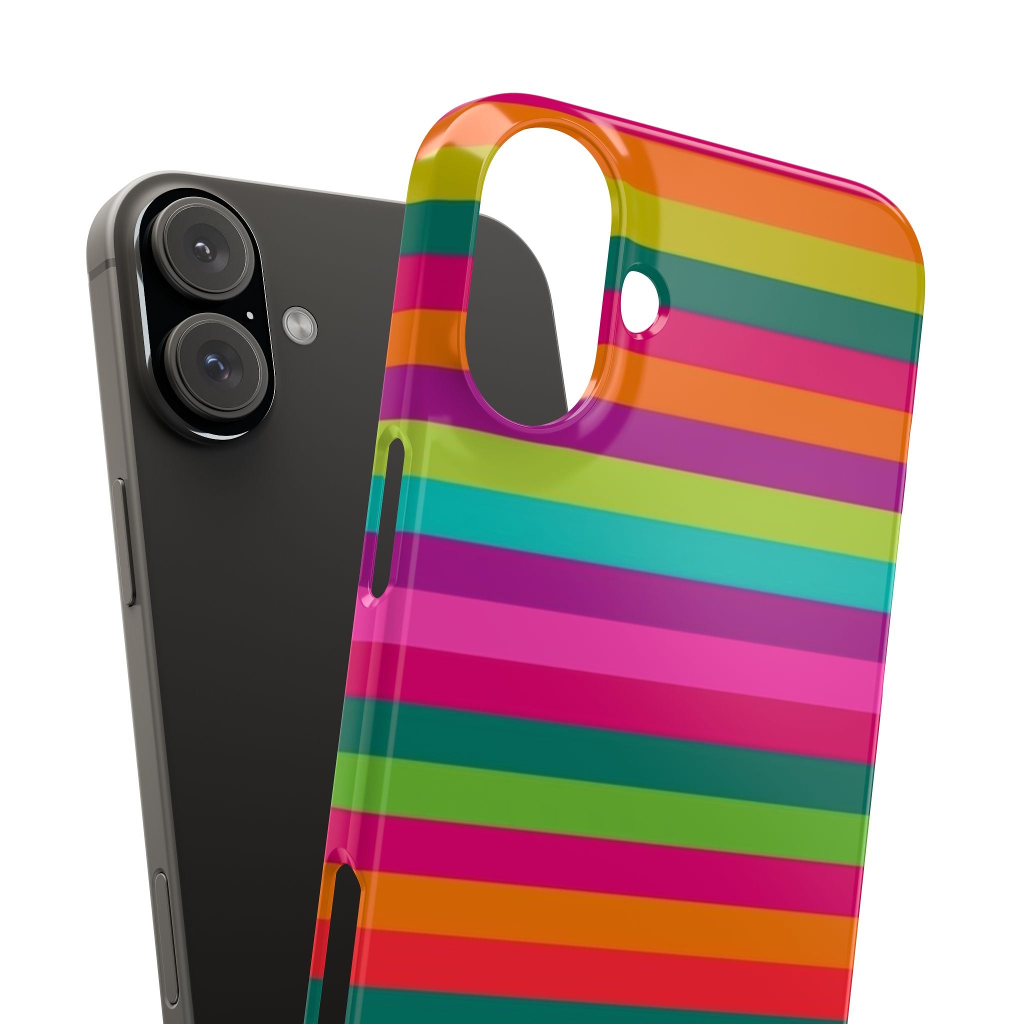 Chic Stripes Slim Phone Case — Colorful Rainbow Stripe Monogram Phone Cover