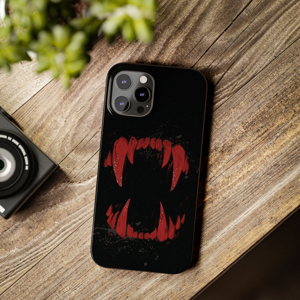 Vampire Fangs Slim Phone Case — Gothic Red Bite Design