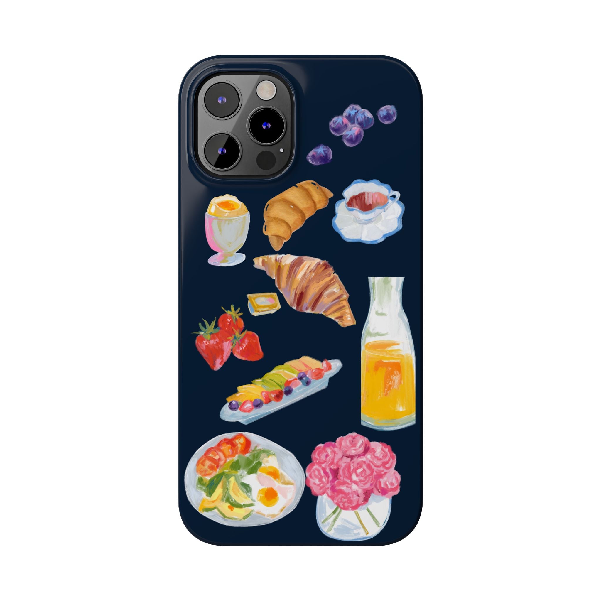Brunch Icons Slim Phone Case — Croissant, Eggs & Juice Breakfast Design