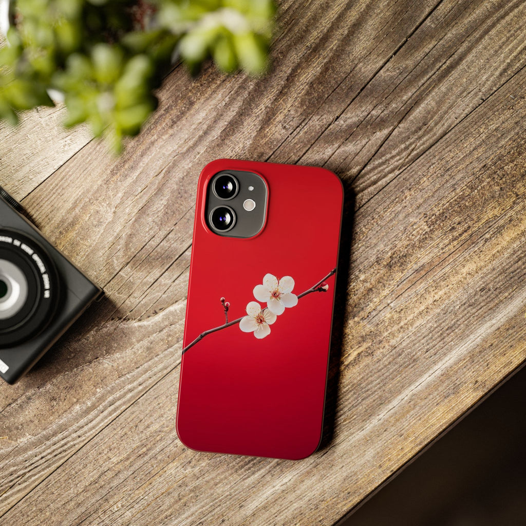 Minimal Red Sakura Blossom Design