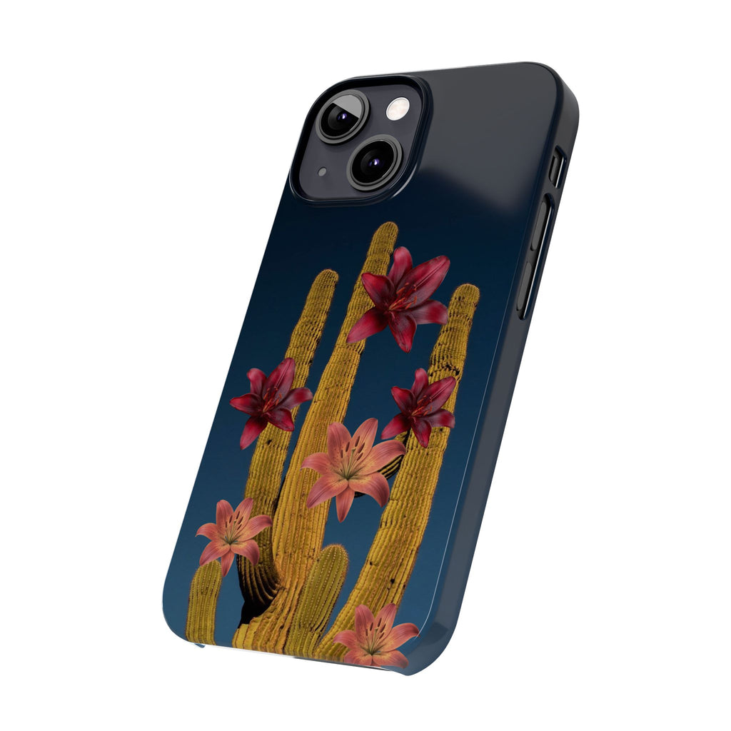 Cactus Bloom Slim Phone Case — Desert Floral Night Design