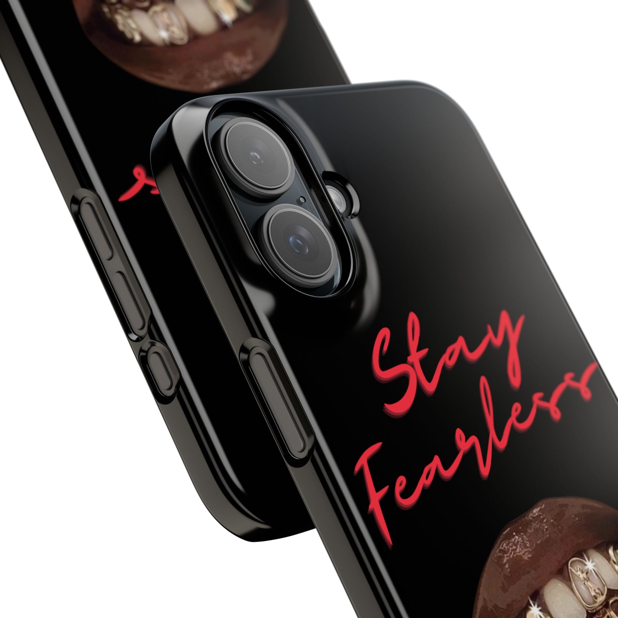 Stay Fearless Slim Phone Case — Bold Lip & Grillz Design