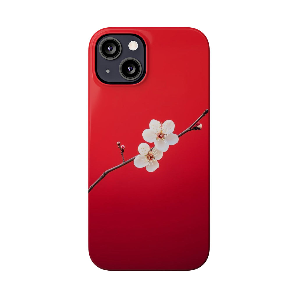 Minimal Red Sakura Blossom Design