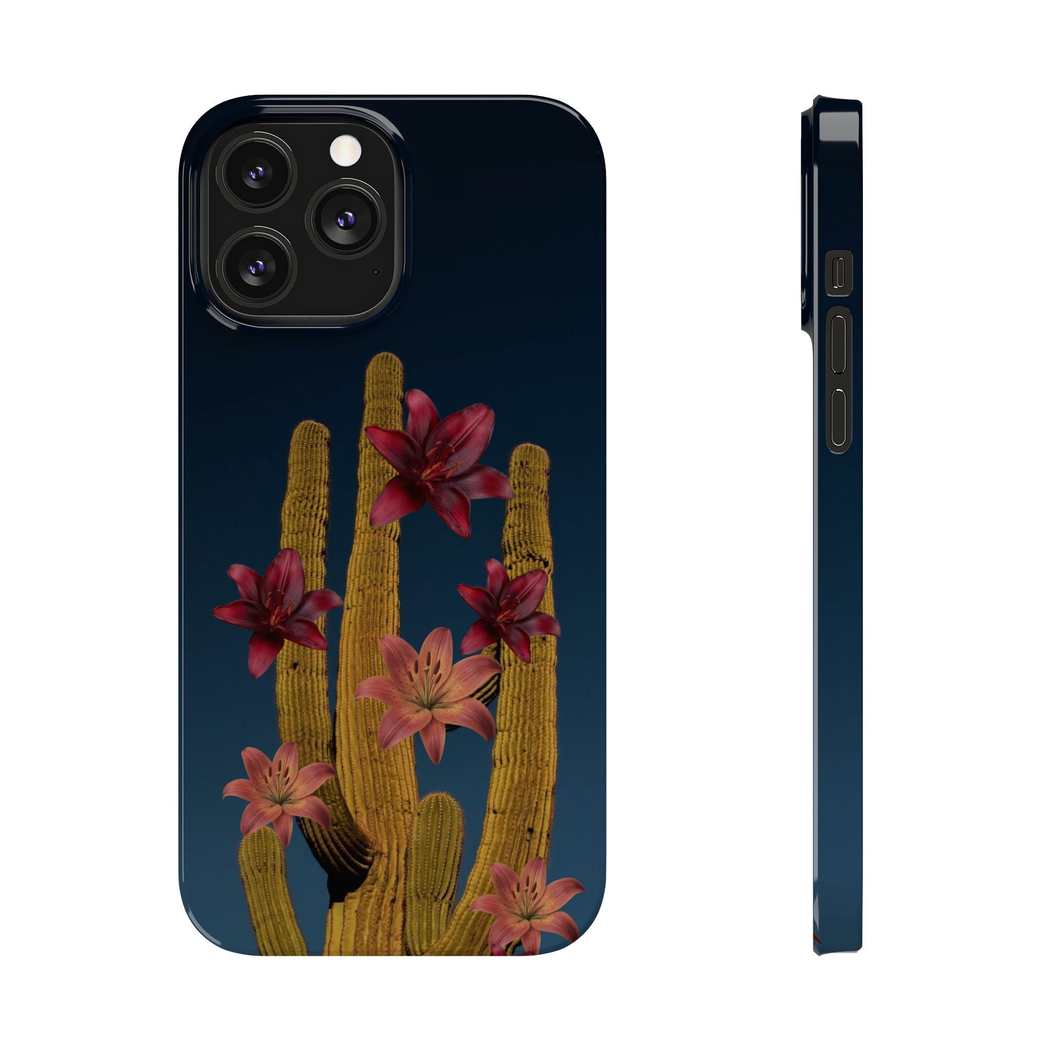 Cactus Bloom Slim Phone Case — Desert Floral Night Design