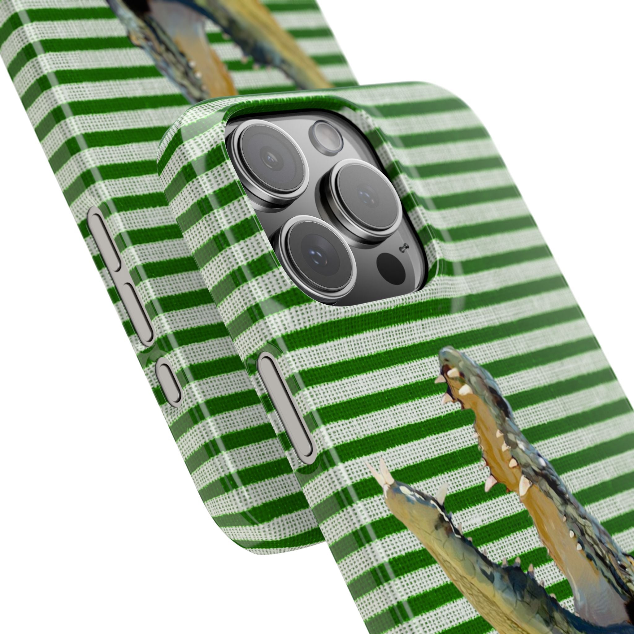 Alligator Stripes Slim Phone Case — Green Striped Gator Design