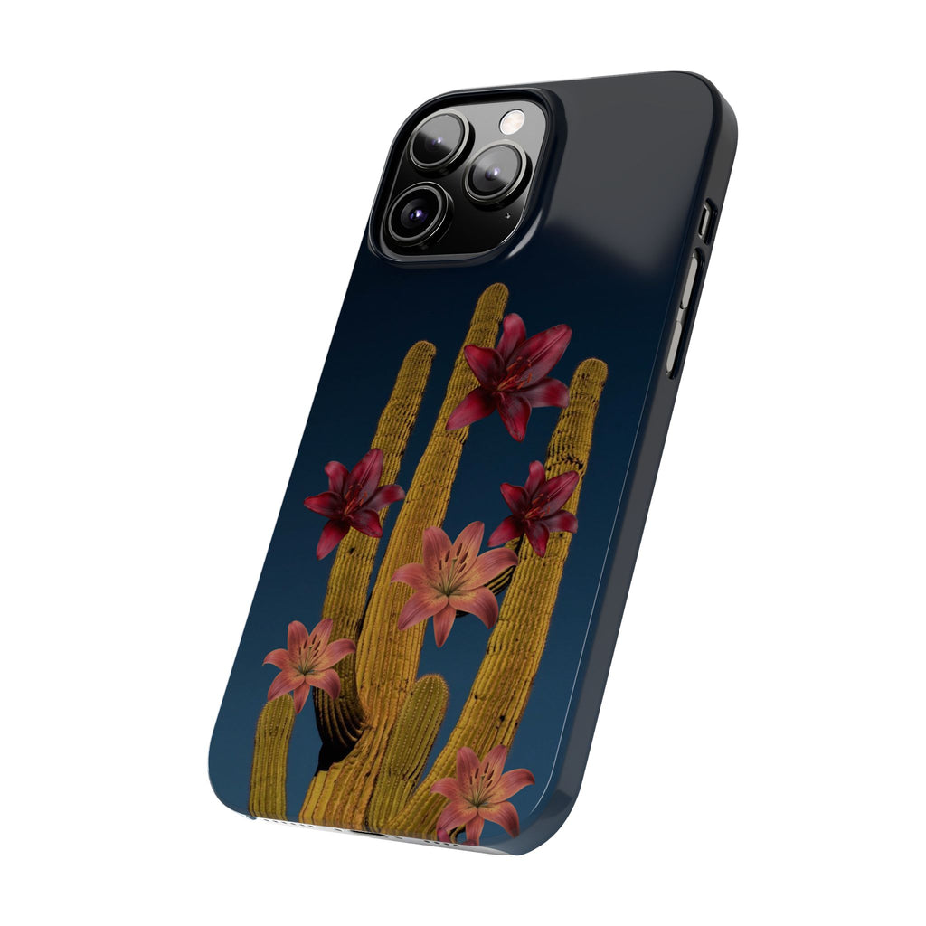 Cactus Bloom Slim Phone Case — Desert Floral Night Design