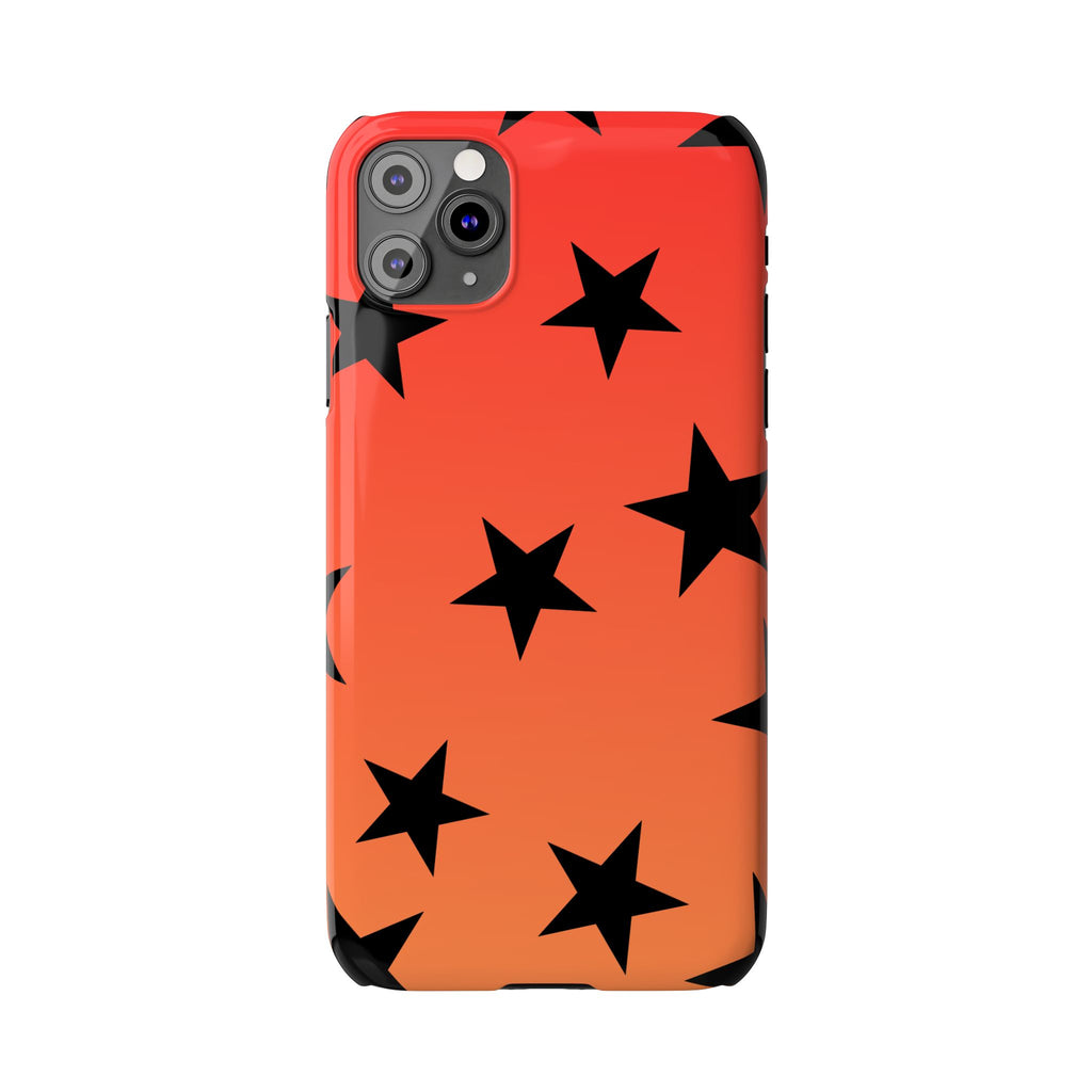 Star Pattern Slim Phone Case — Gradient Orange Red with Black Stars